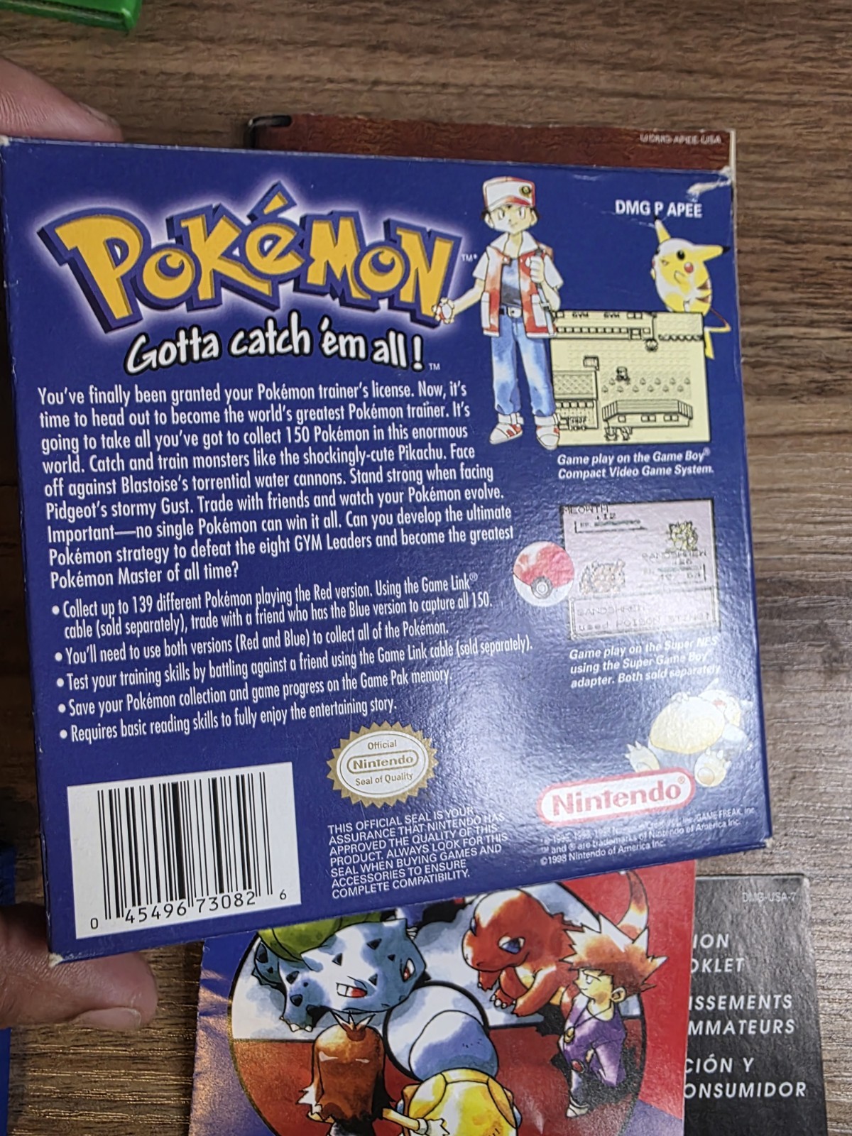 ERROR ! Pokemon Blue RED Error Text First 1st Print Complete Box CIB GameBoy GB