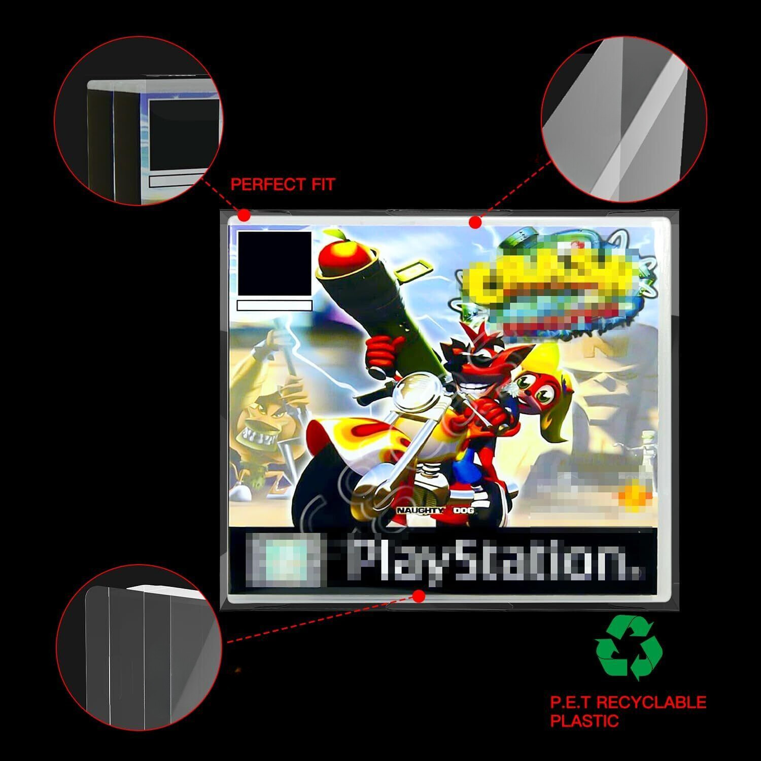 5x Double Video Game Plastic Protectors Cases Display For Sony PlayStation 1 PS1