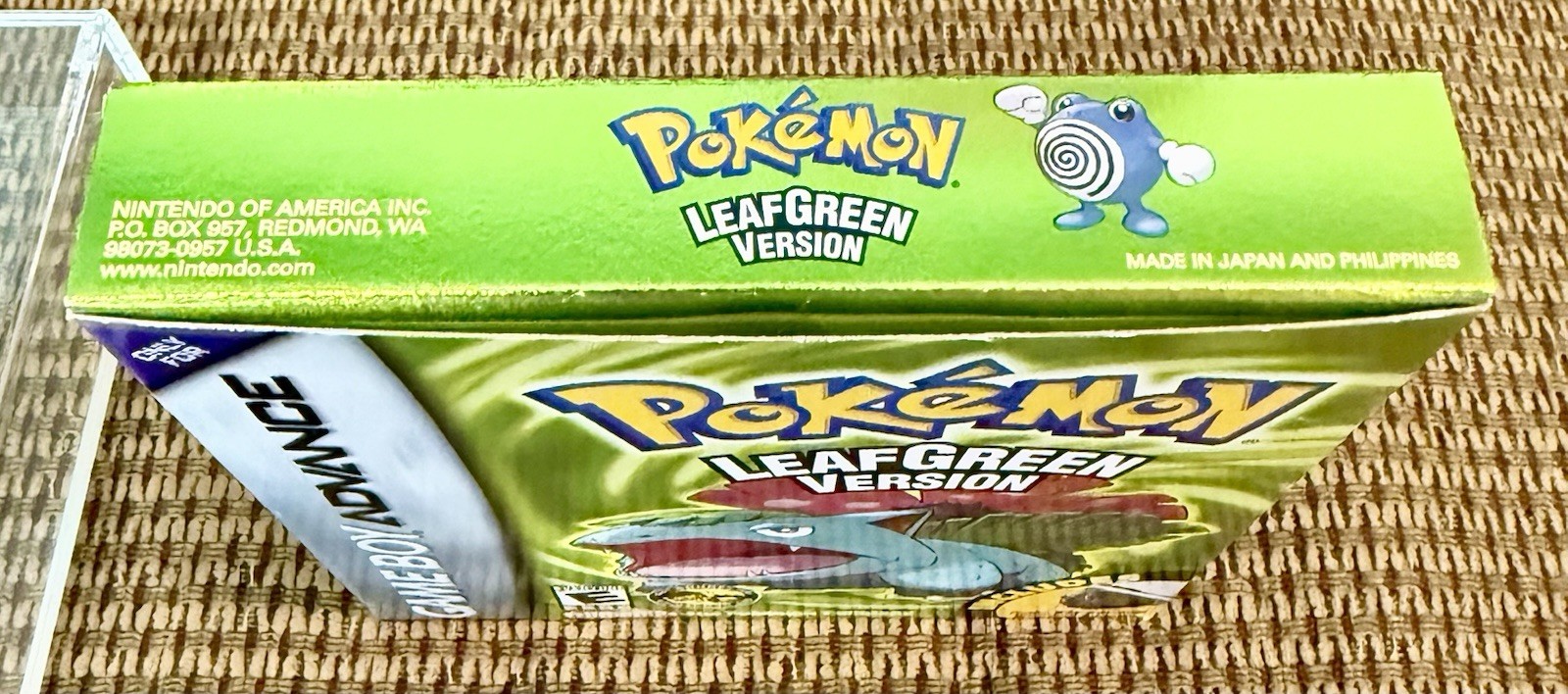 Pokemon Leaf Green CIB Nintendo Gameboy Advance GBA COMPLETE Adapter Box Game