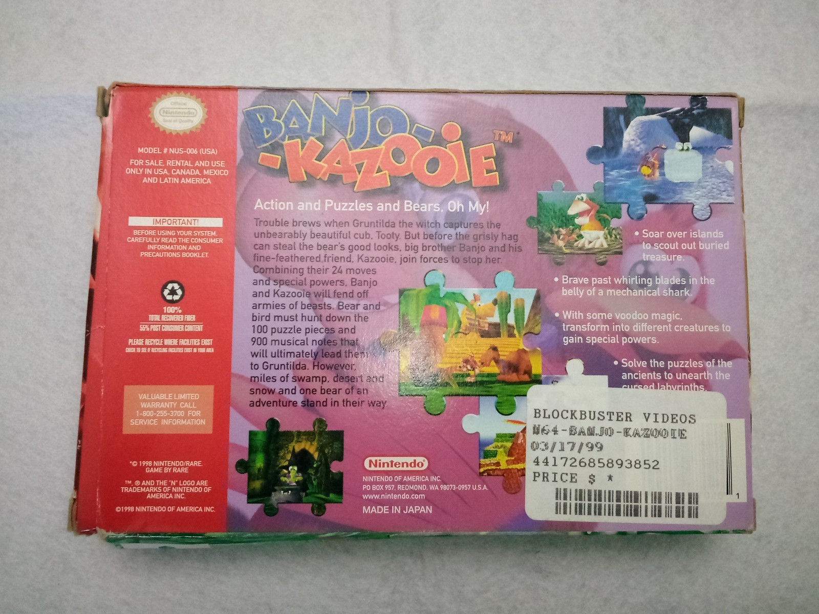 Banjo-Kazooie – Nintendo 64 (N64) – Genuine – Box Only