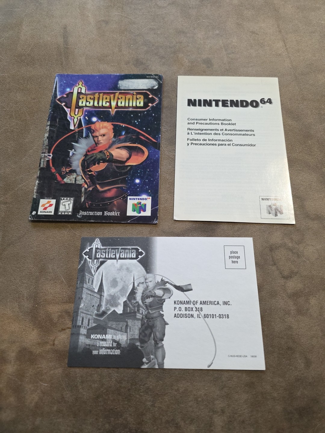 Castlevania 64 Nintendo 64 N64 Manual, Registration Card & Insert No Game