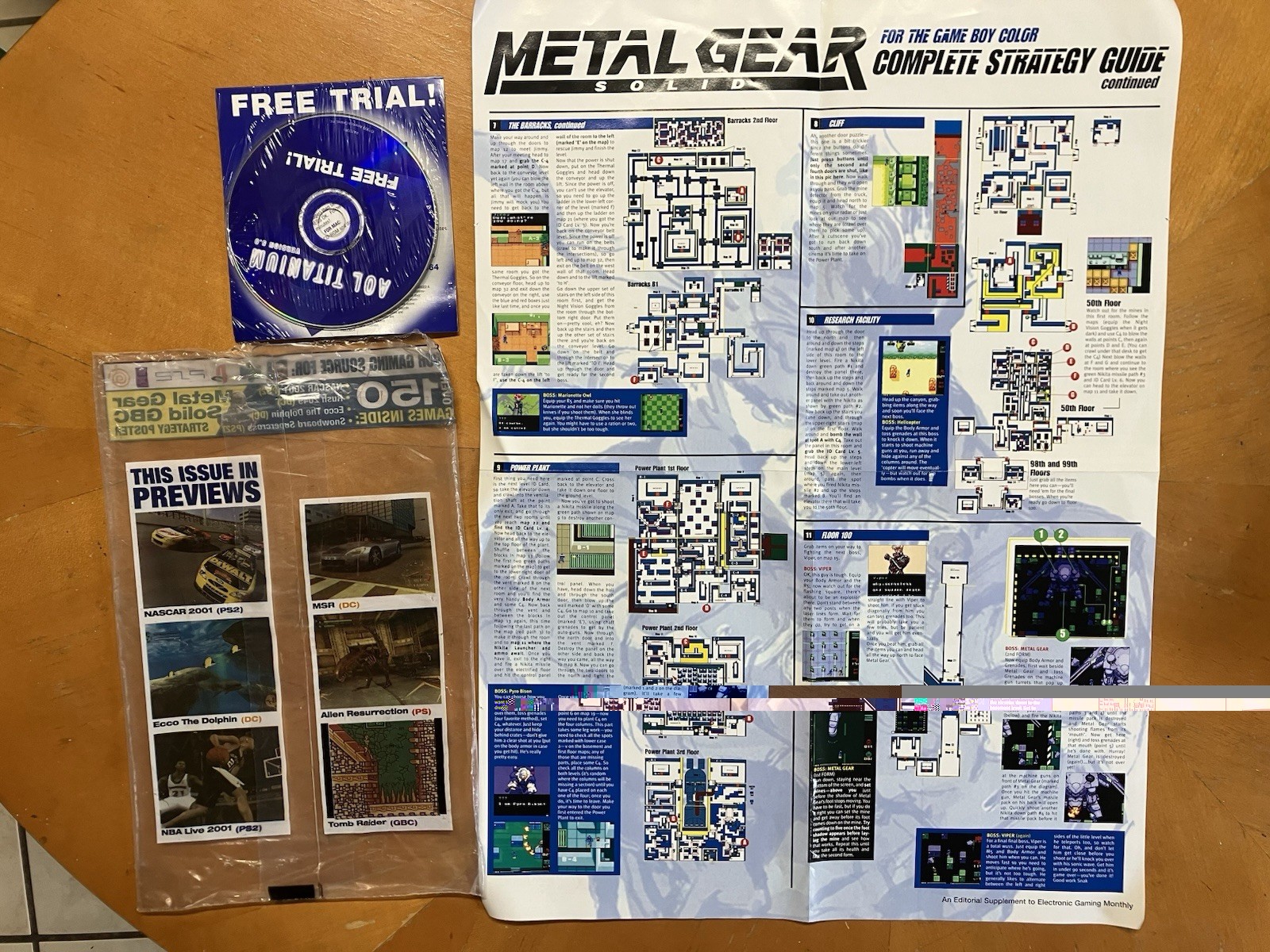 Vintage Metal Gear Solid GBC Poster Strategy Guide EGM July 2000 Polybag AOL