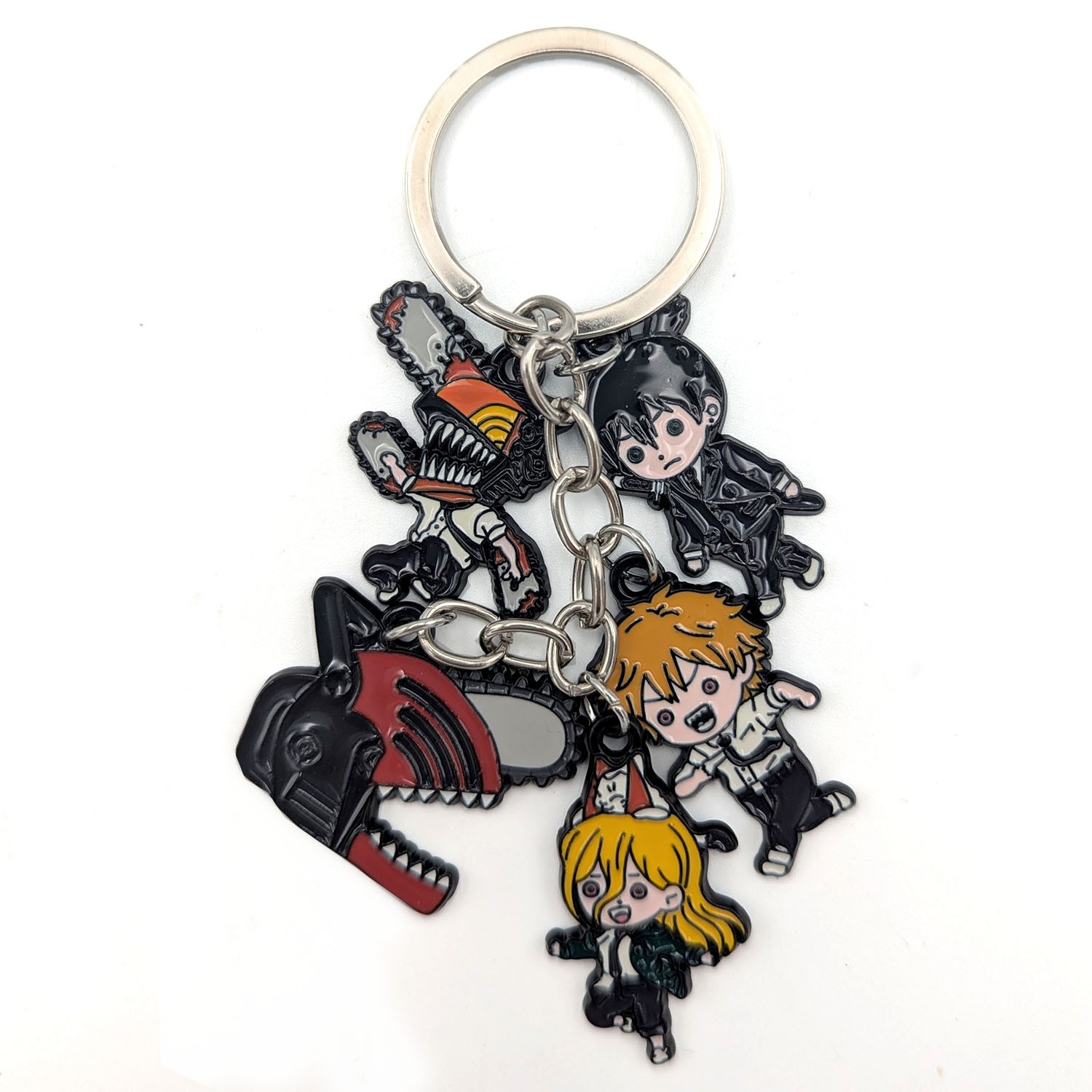5 Pcs. Chainsaw Man 1″ KeyChain Set – DENJI POWER AKI HELMET New (Anime Charm)
