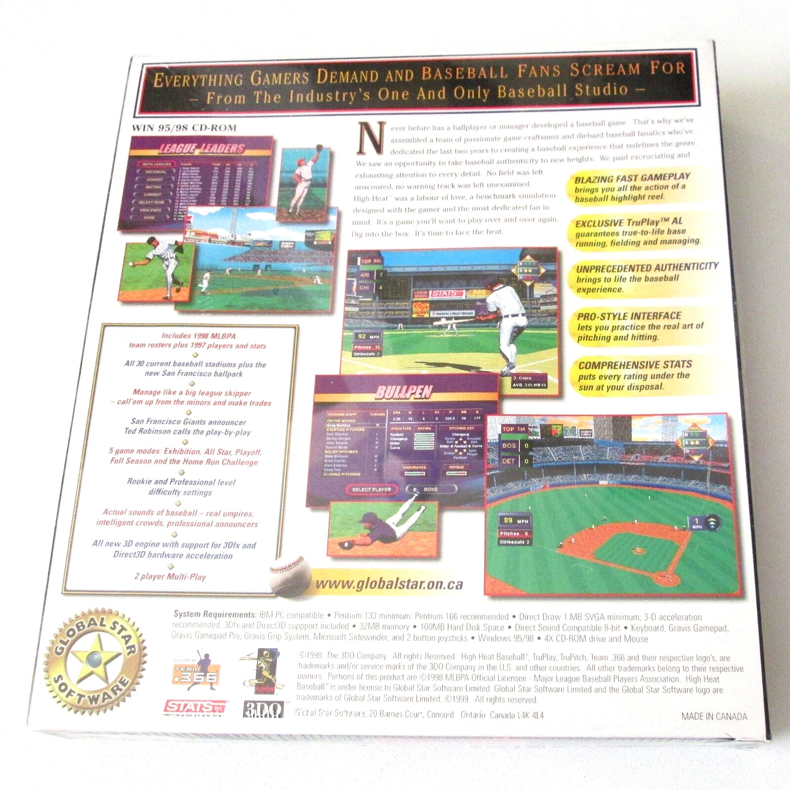 Vintage High Heat Baseball 1999 PC Game Global Star Software Sealed