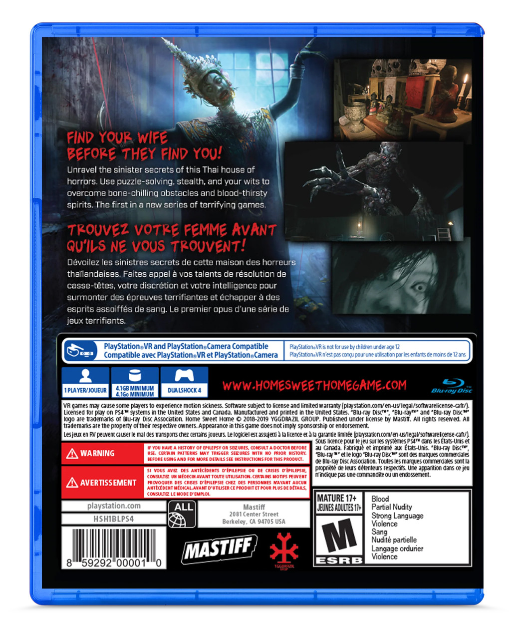 Home Sweet Home PS4 Playstation 4 PSVR Brand New Sealed Horror