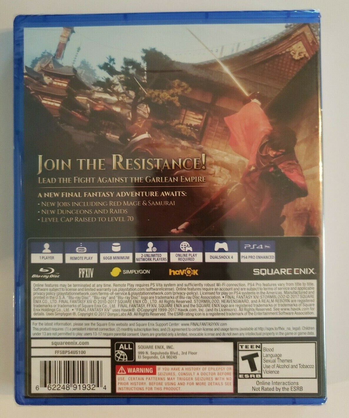 FINAL FANTASY XIV ONLINE: STORMBLOOD ~ SONY PLAYSTATION 4 PS4 ~ BRAND NEW SEALED