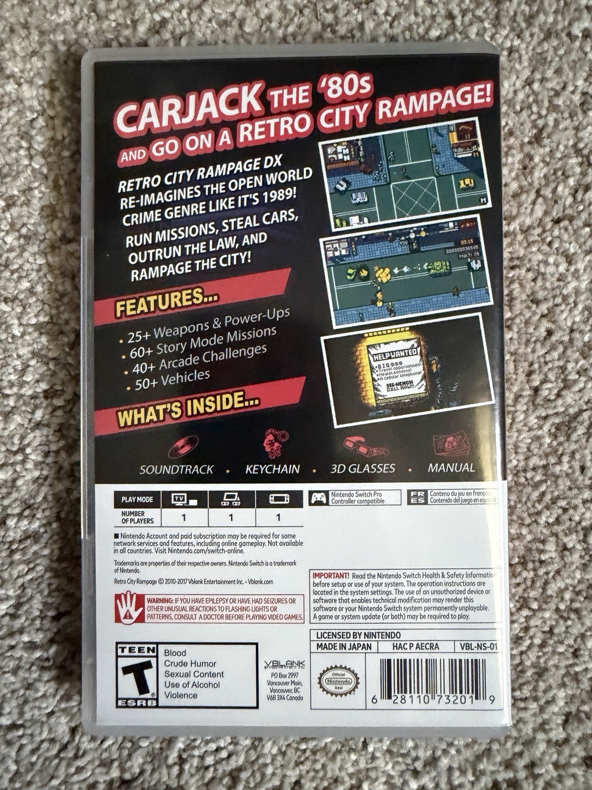 Retro City Rampage: DX Collector’s Edition (Nintendo Switch) 1st Edition.