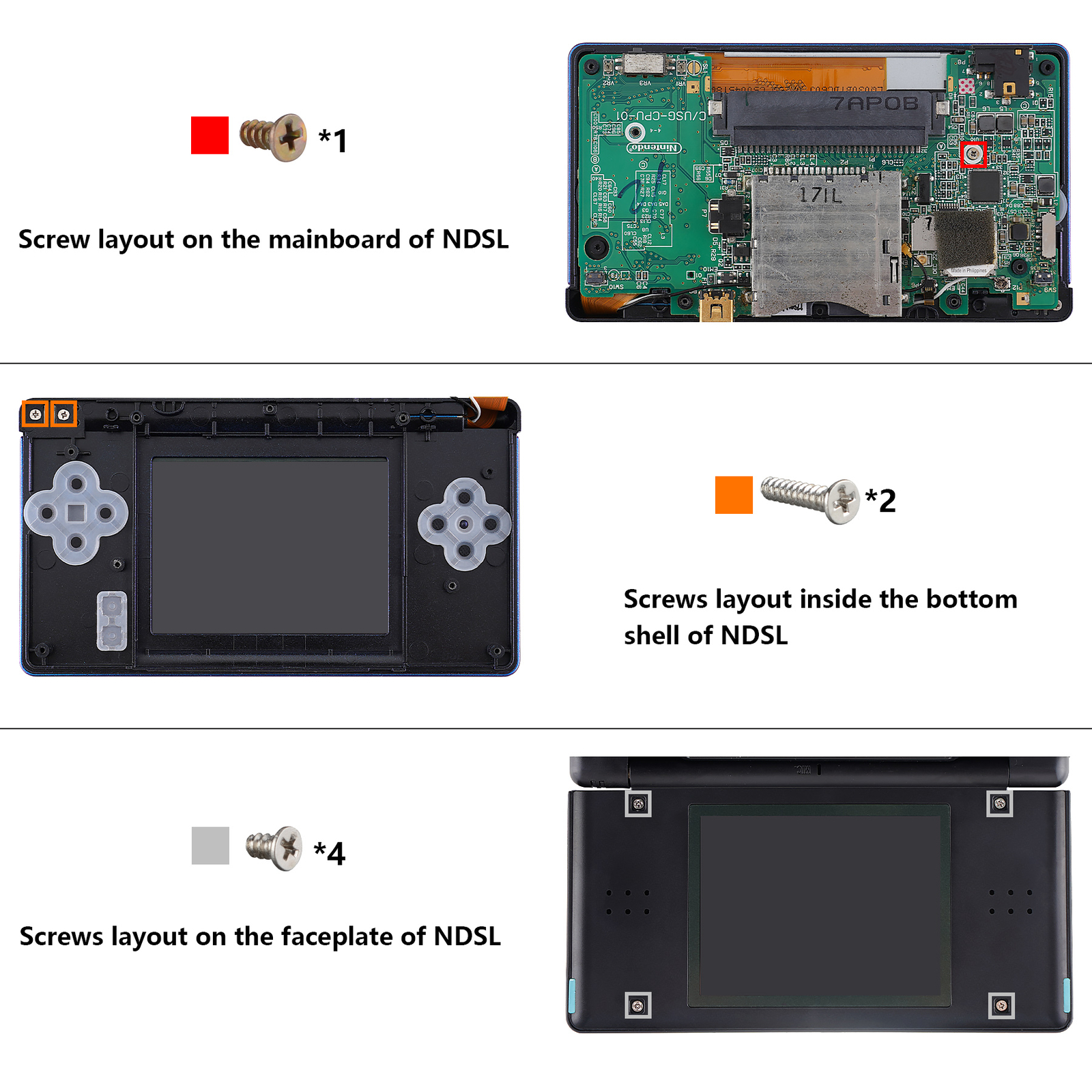 Full Replacement Housing Shell Screen Lens Buttons Clear For Nintendo DS Lite