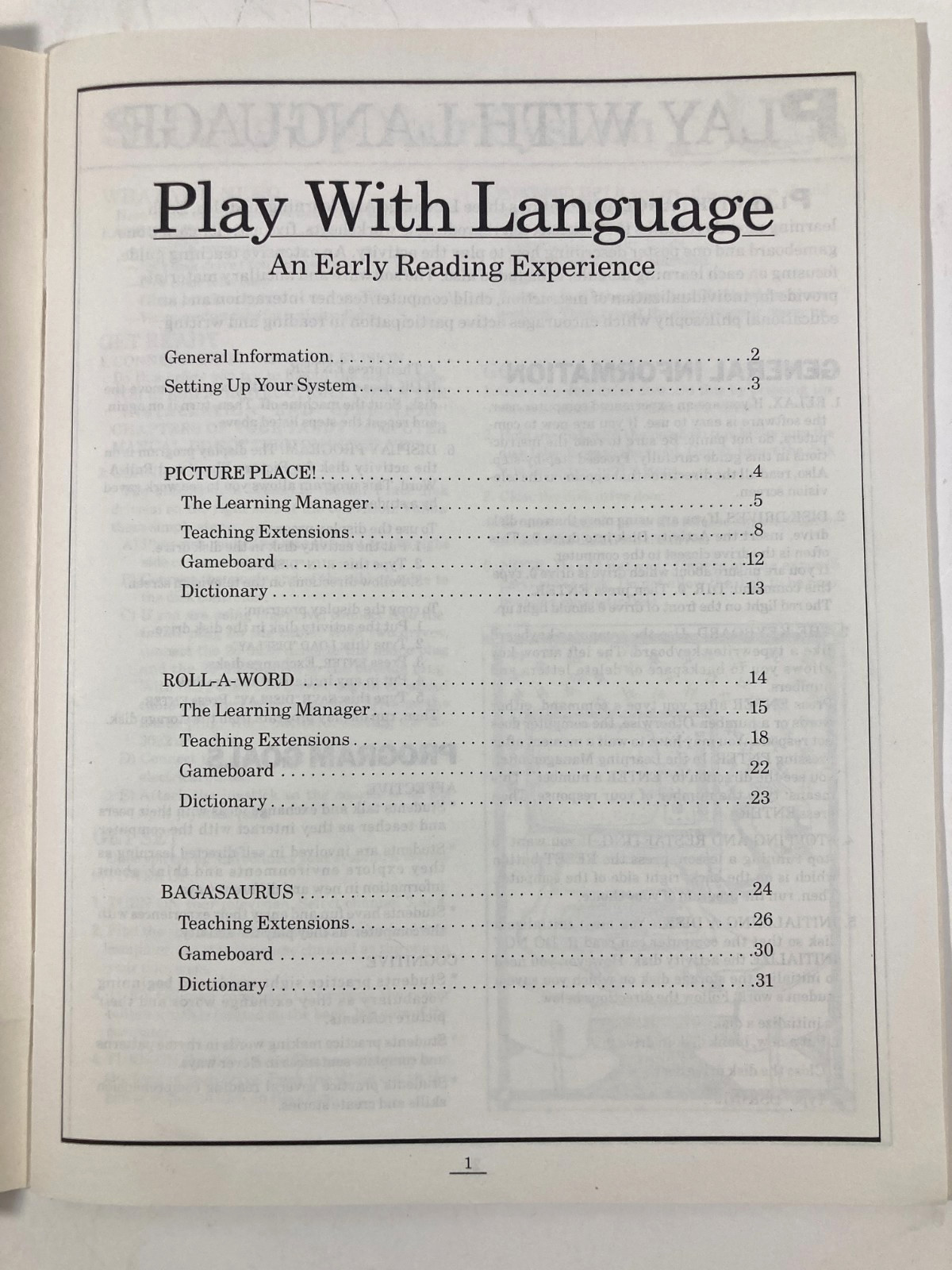 Radio Shack 1983 3-Game 5.25″ Disk Set Bagasaurus Picture Palace Roll-A-Word CCW