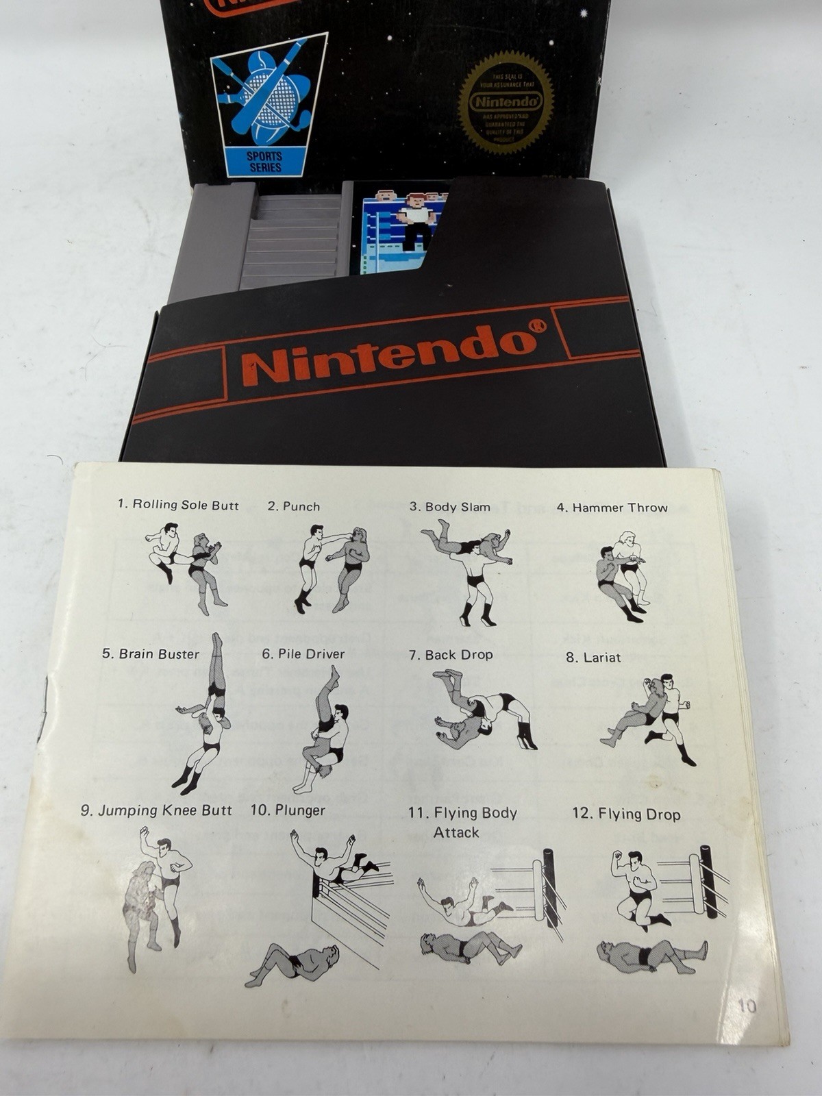 Pro Wrestling (Nintendo NES, 1987) Complete CIB 3-Screw Cart