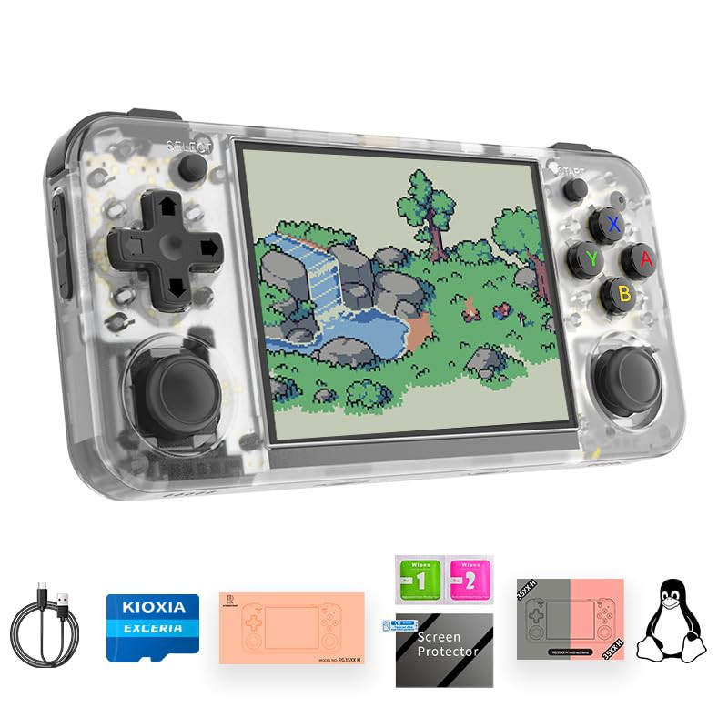 RG35XX H Retro Handheld Game Console Linux System 3.5”IPS Screen 64G TF Card wi