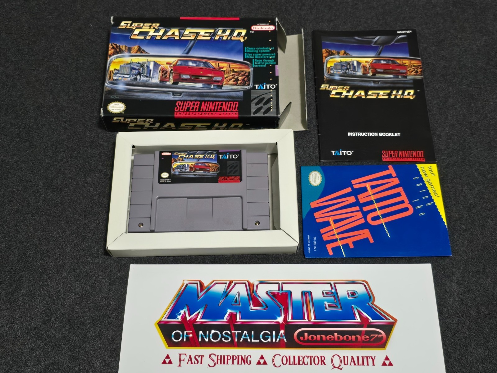 SNES Super CHASE H.Q. Complete CIB Box Game Super Nintendo Chase HQ Taito Poster