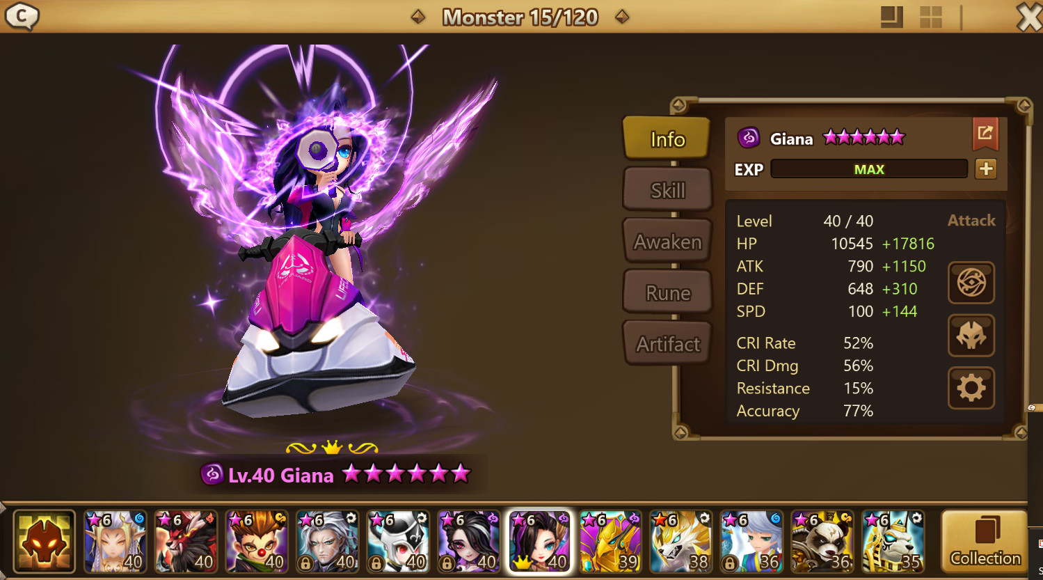 Summoners War Global Giana, Akroma, Lars, Hilda (4 LD 5s), +175 vio