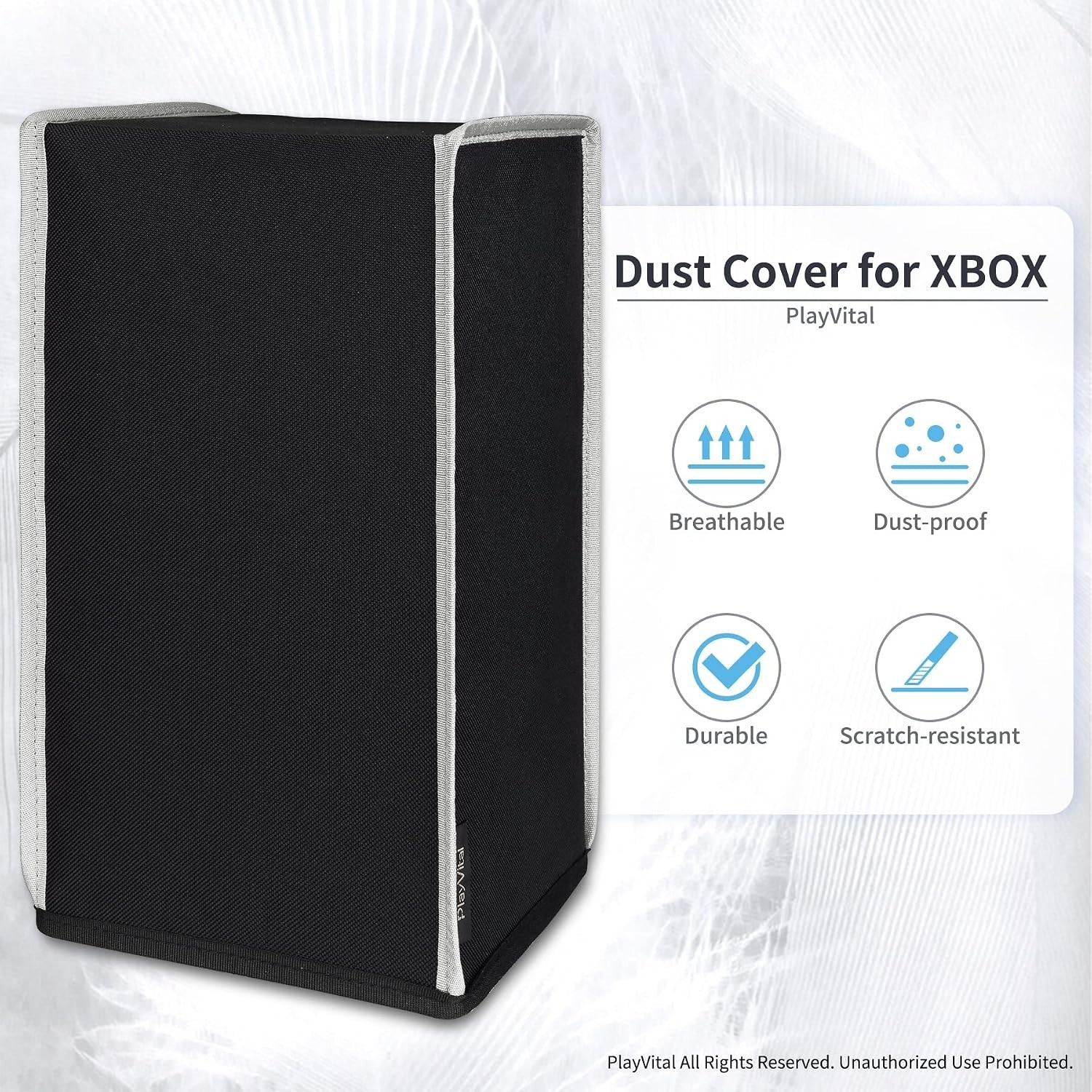 Tailored Black Nylon Cover for Xbox Series X – Dust Guard with Light Gray Trim