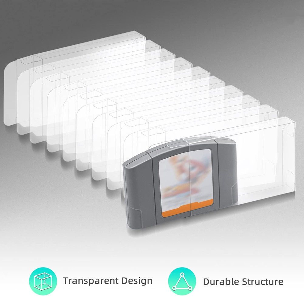 Clear Plastic Case Sleeve Protector Storage Box For Nintendo N64 Games Cartridge