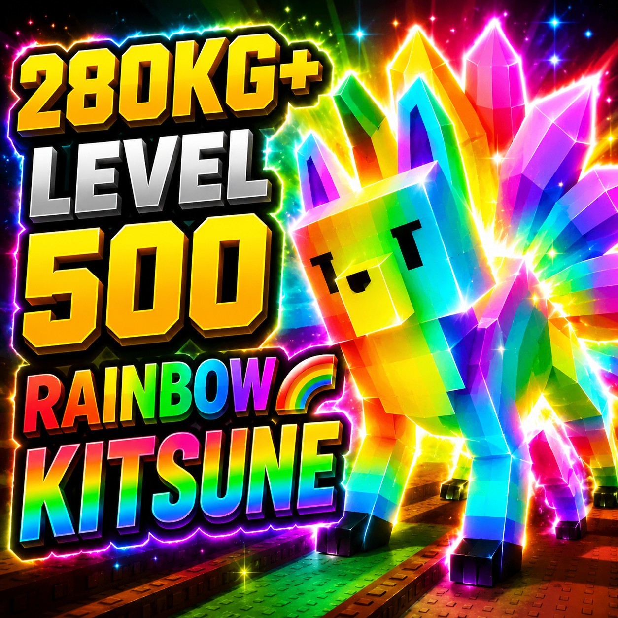 282kg HUGE!! RAINBOW 🌈 KITSUNE ORIGINAL RED LVL 500 TOP TIER Grow 🪴 A Garden