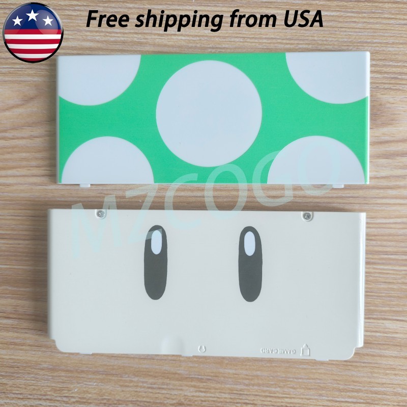 Top + Bottom Plates Cover For NINTENDO NEW 3DS Mario 1 UP Green Mushroom BRAND