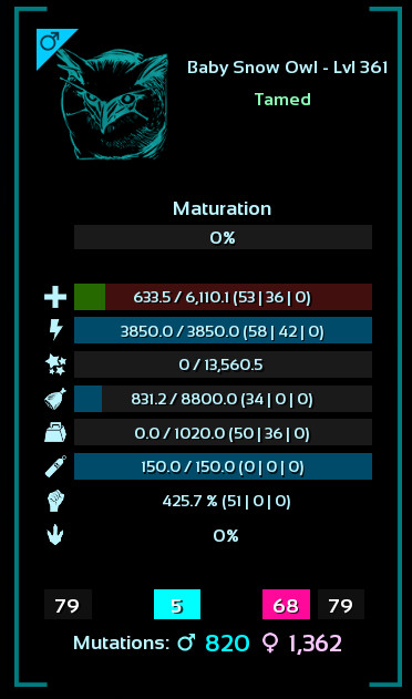 ARK Survival Ascended Galaxy Snow Owl TOP STATS – PVE Official