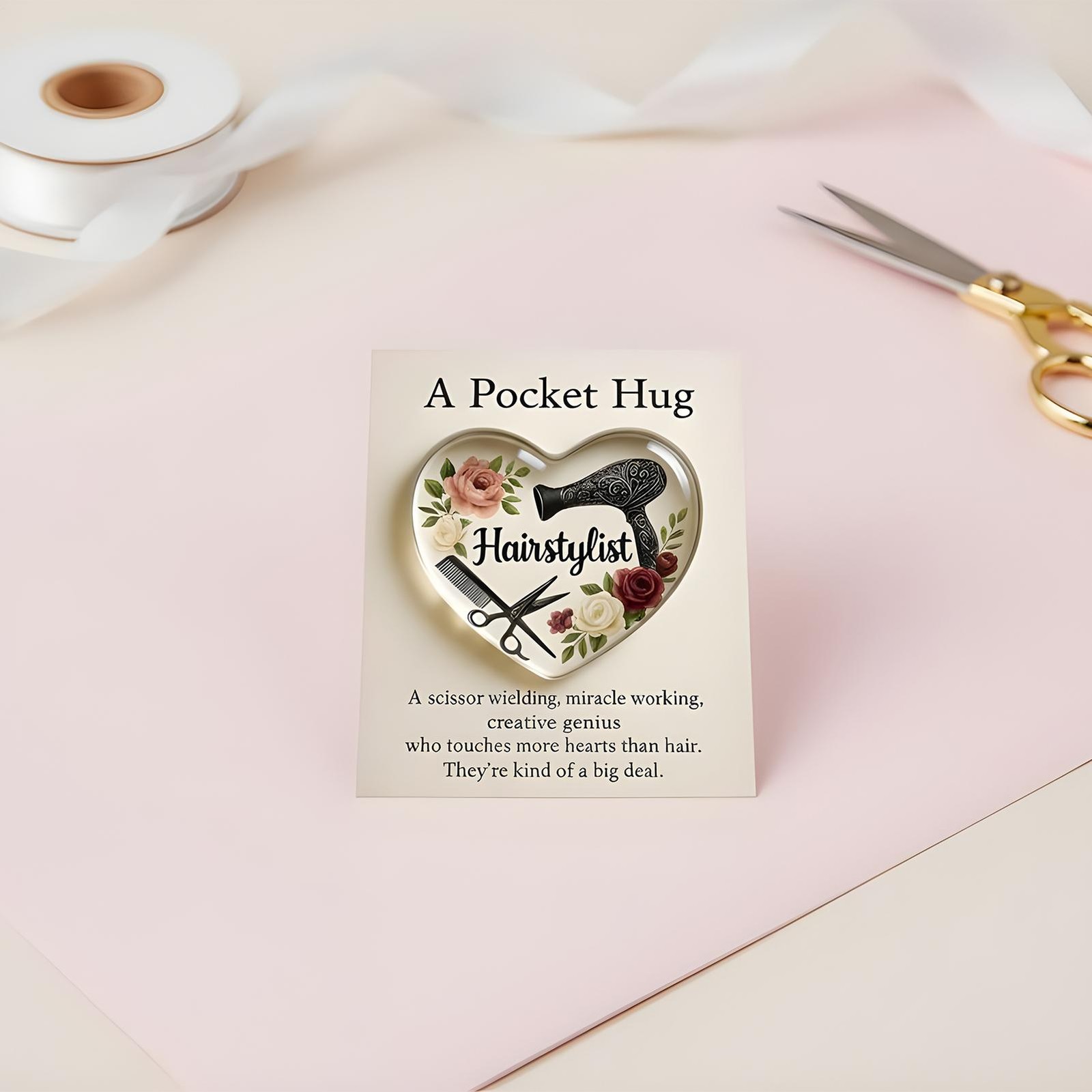 1pc A pocket Hug for Hairstylist 2D Heart Shaped Hairdresser Gift