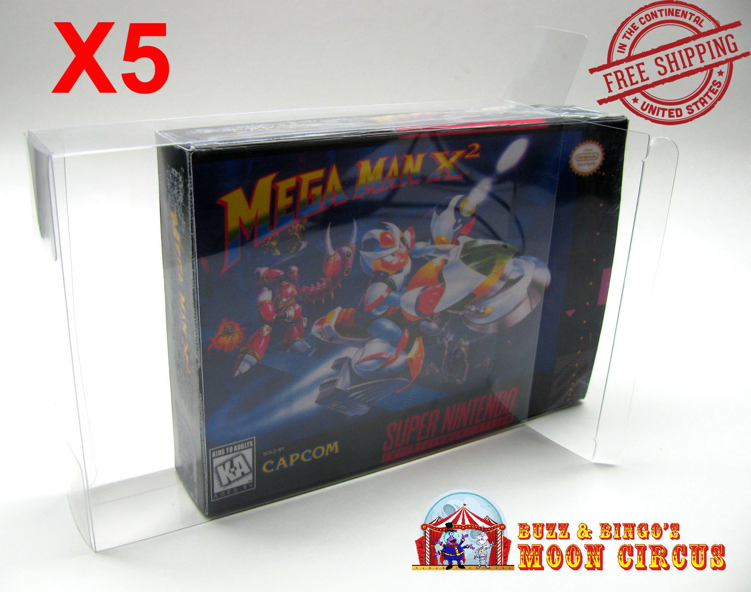 5x SUPER NINTENDO SNES CIB – CLEAR PLASTIC PROTECTIVE BOX PROTECTOR SLEEVE CASE