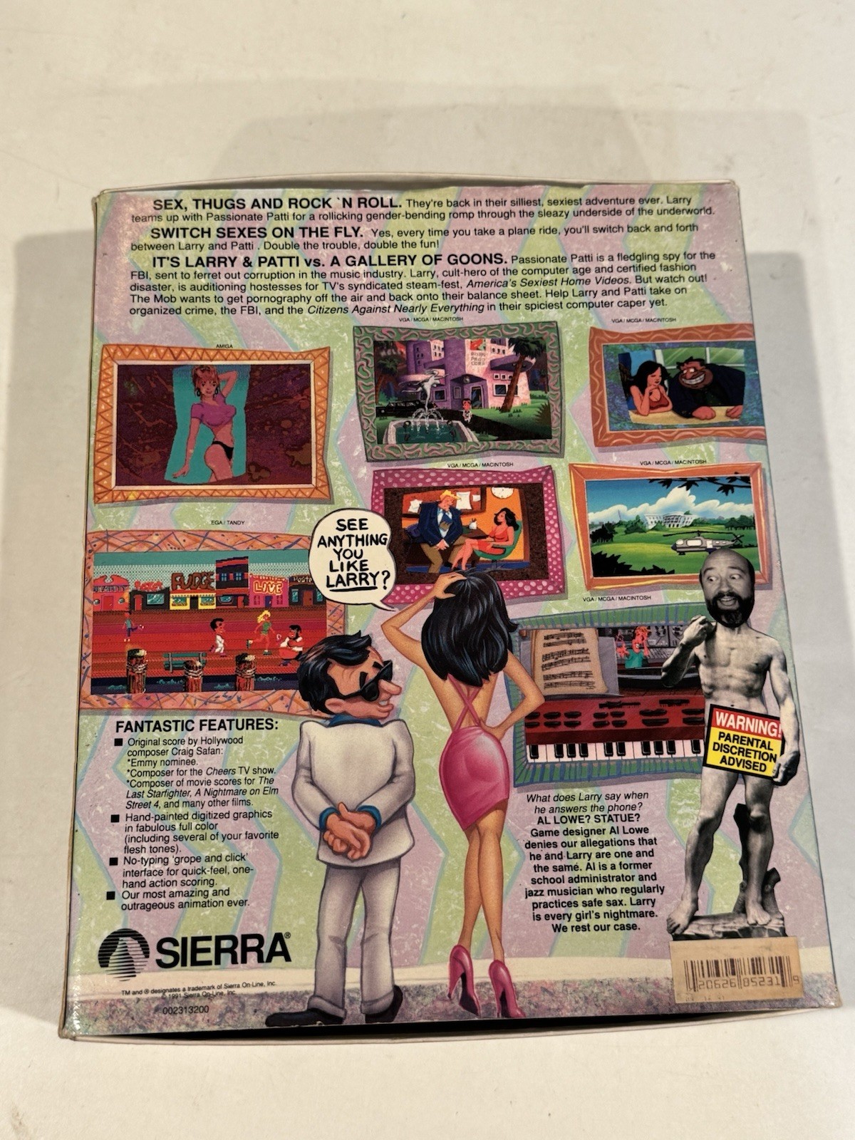 Leisure Suit Larry 5 Passionate Patti Big Box PC Tandy Sierra Hintbook 3.5″ Disk