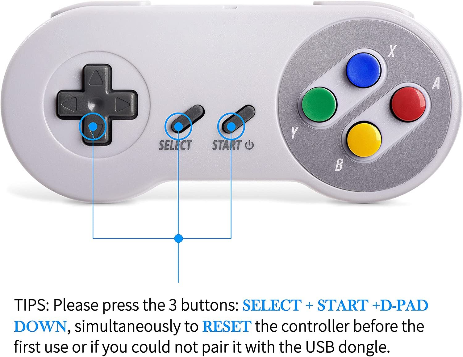 Wireless USB SNES Controller Game pad for Super Retro Games Windows PC Mac Linux
