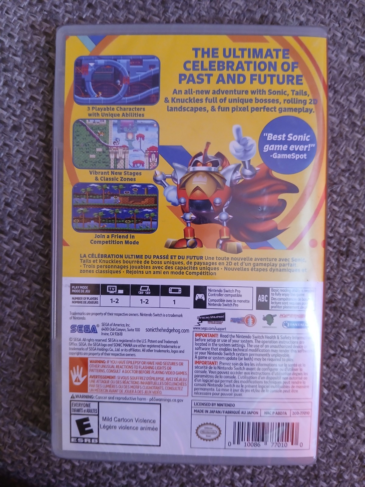 Sonic Mania Nintendo Switch Brand New Factory Sealed Free Shipping