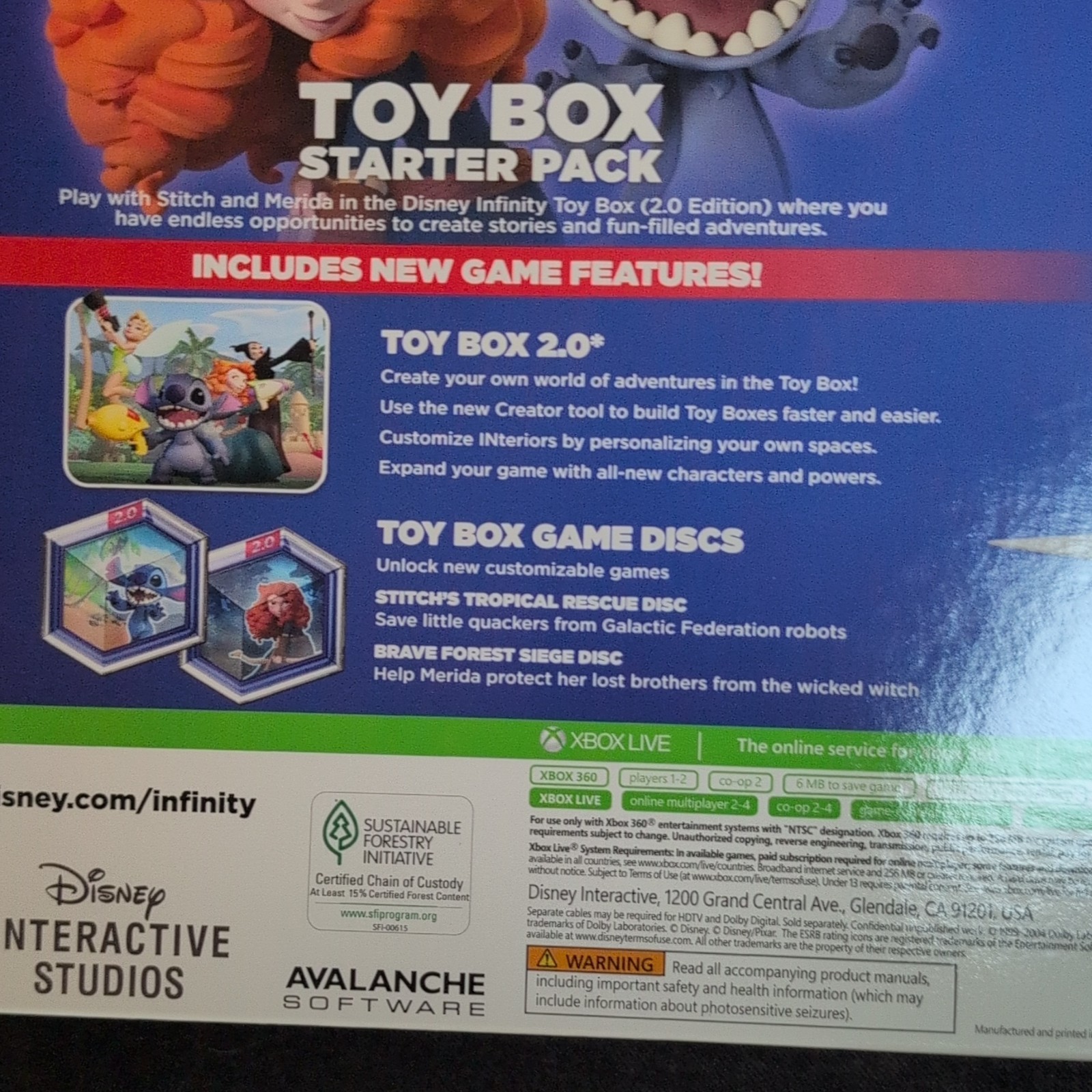 Disney Infinity 2.0 Toy Box Starter Pack Xbox 360 Merida & Stitch Multiplayer