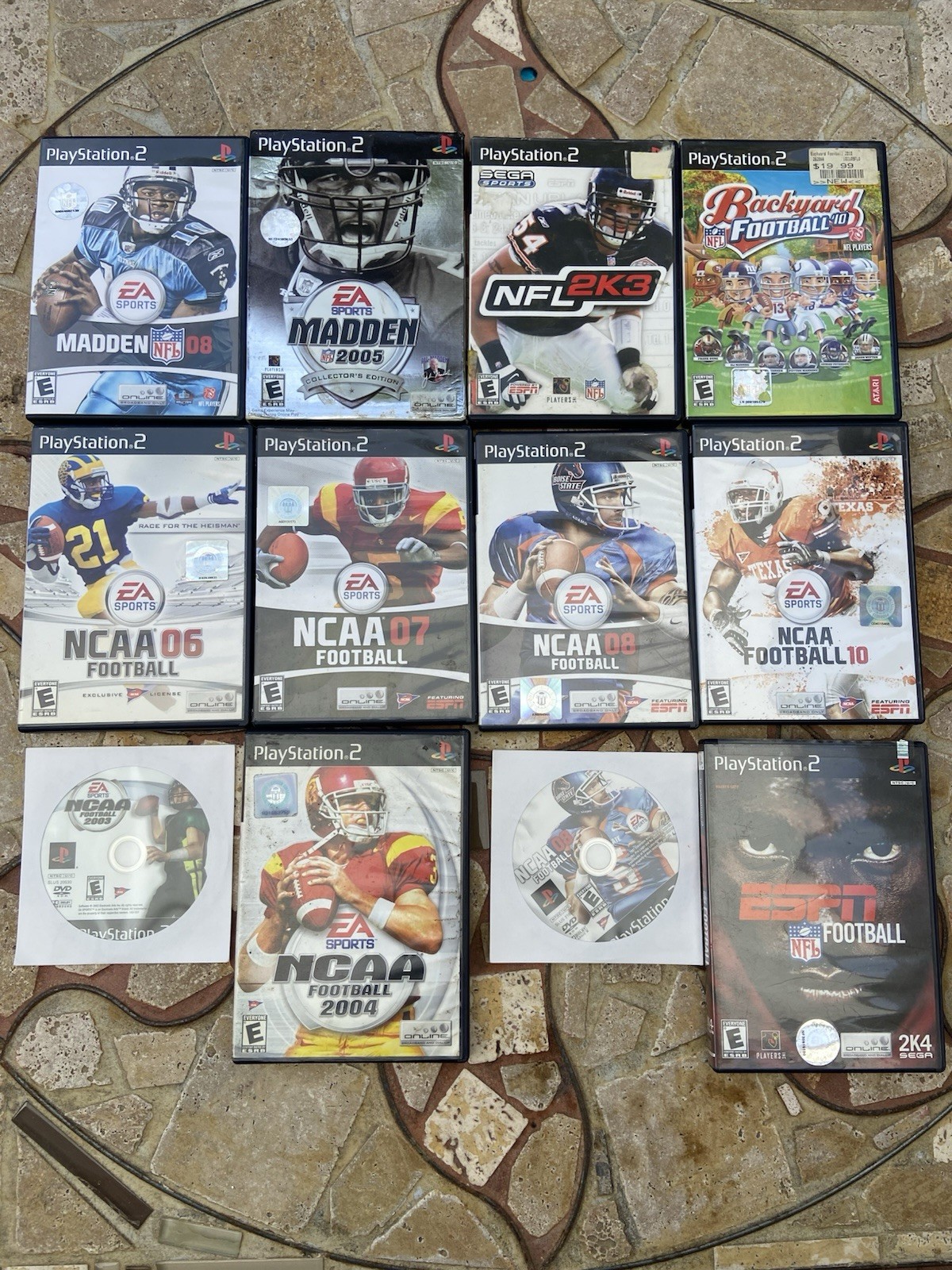 PlayStation 2 PS2 Football Game Lot of 12 Tested Working NCAA Madden NFL ESPN