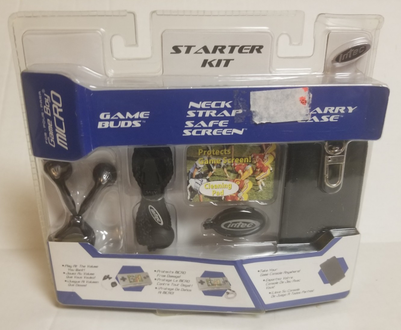 INTEC Game Boy Micro Starter Kit with Carry Case Game Buds Screen Protector NEW