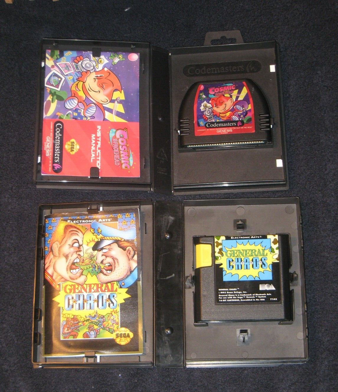 Cosmic Spacehead & General Chaos Complete for Sega Genesis. Authentic.Clean/Test