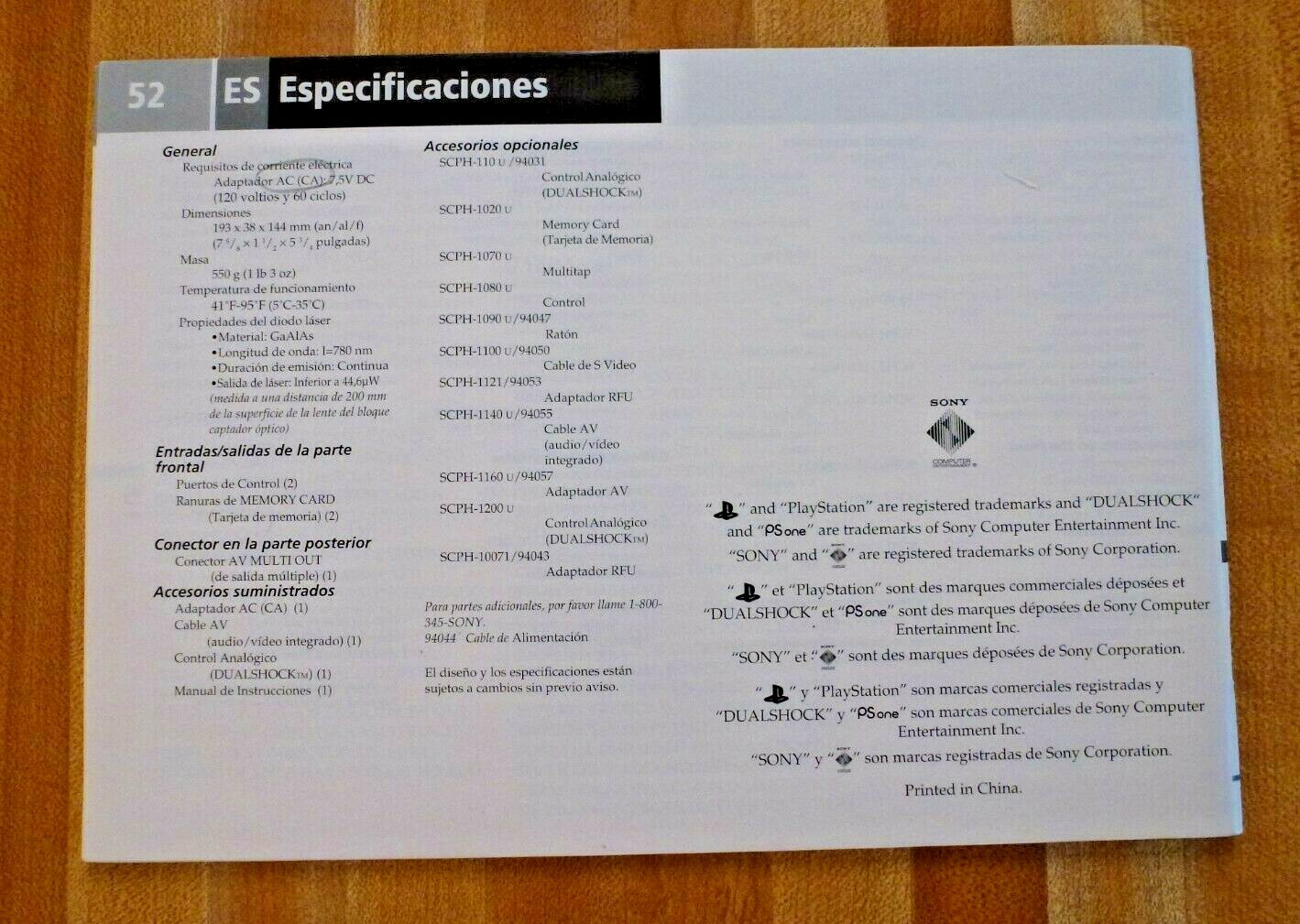 Set of 2 Sony Playstation 1 and Sony Playstation 2 Console Instruction Manual