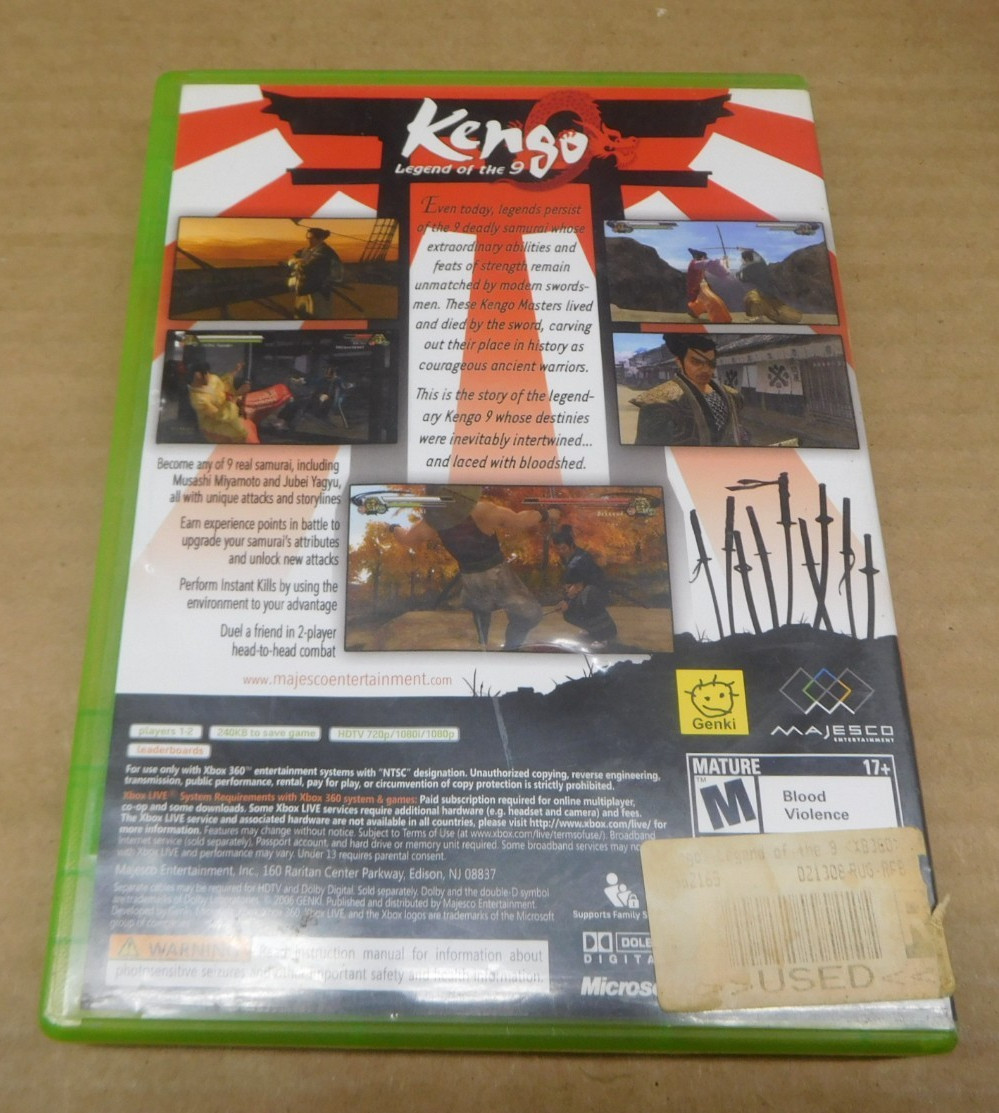 Kengo: Legend of the 9 (Microsoft Xbox 360, 2007) CIB