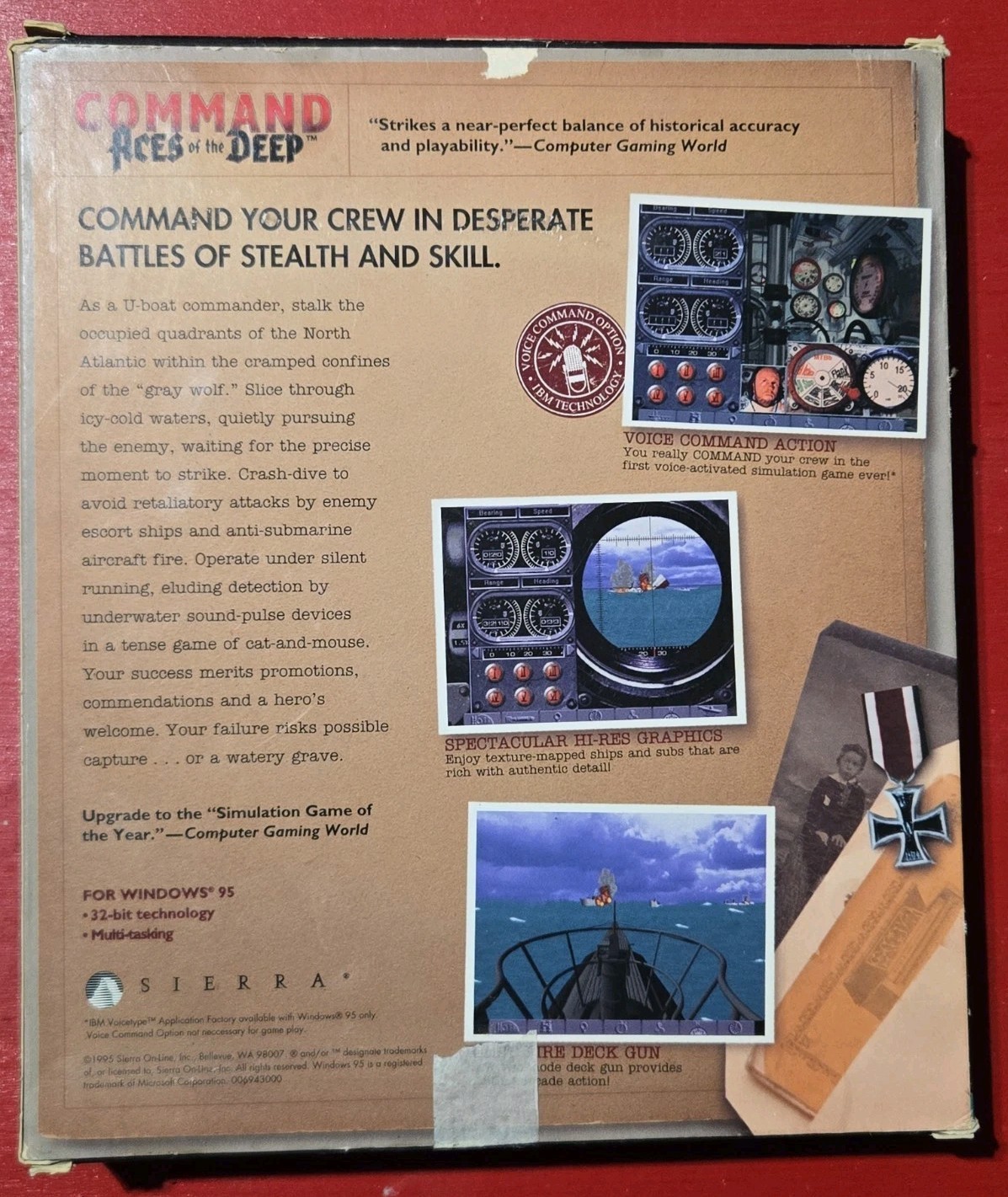 1995 Command Aces of the Deep Big Box PC CIB + Expansion Pack (Manual Only)