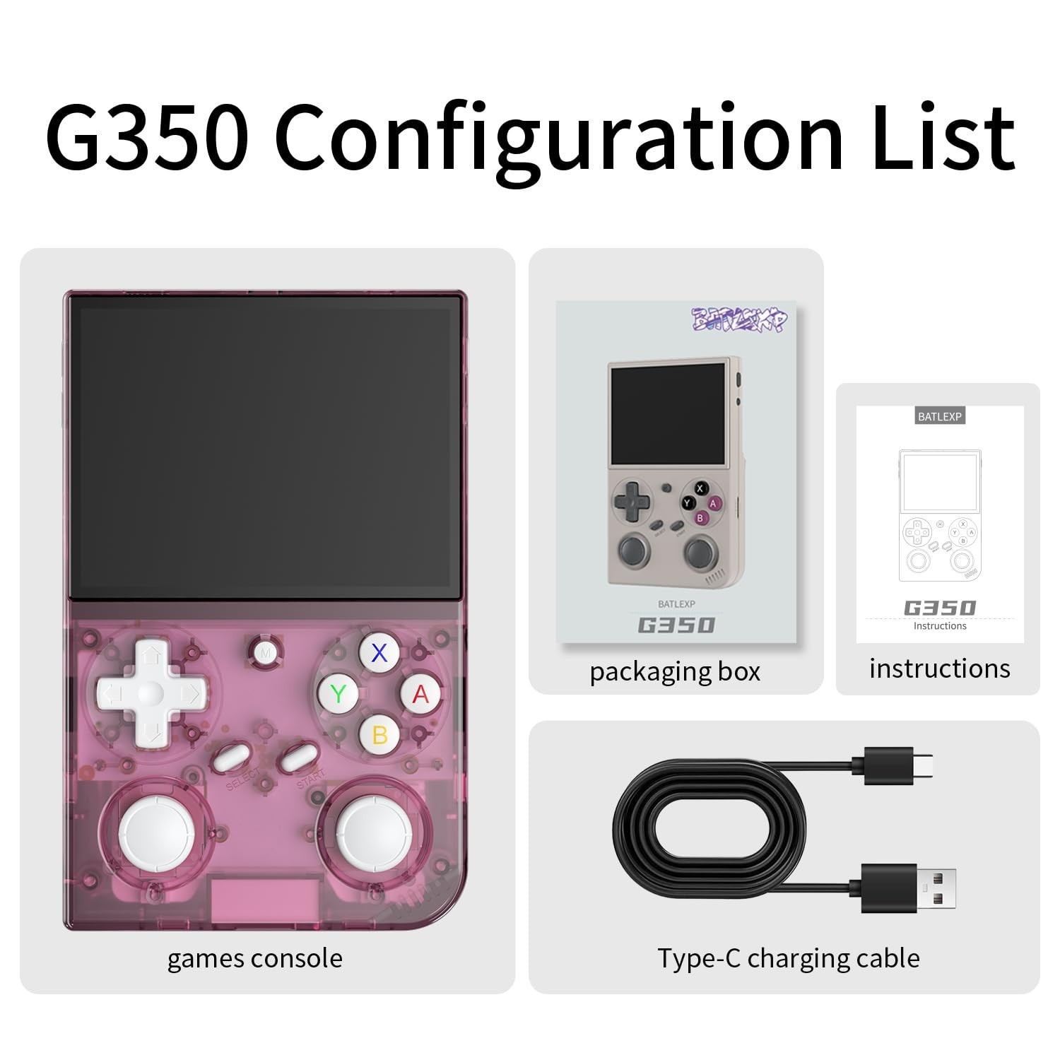 G350 Retro Handheld Game Console , G350 Retro Gaming Console 3.5” IPS Screen Li