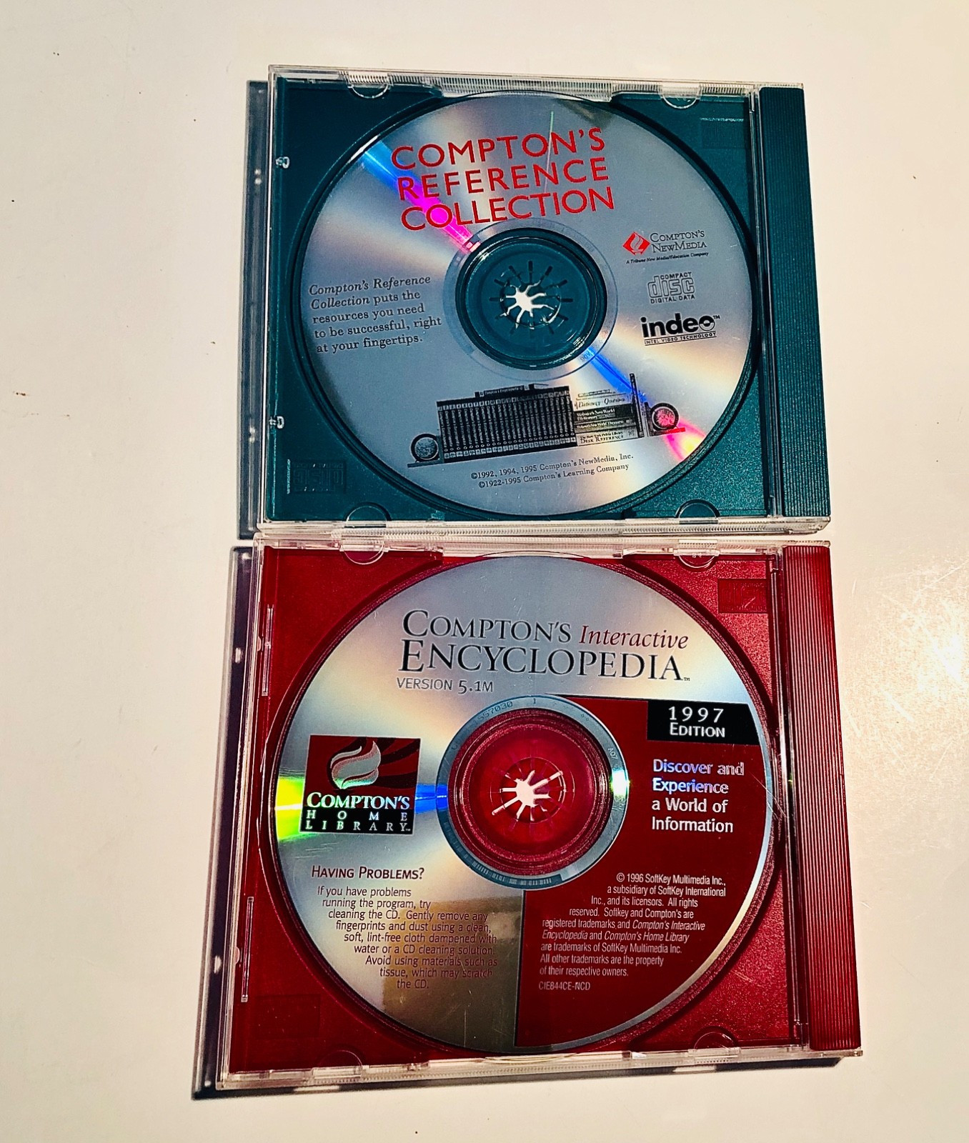Qty 2 Compton’s Interactive Encyclopedia 97 Ed & Reference Coll Windows CD-ROM