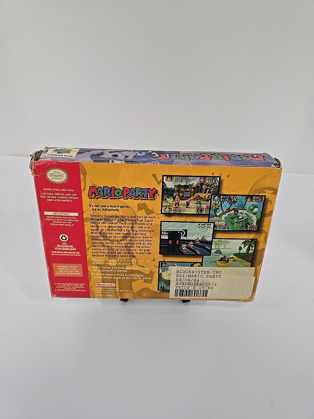 Mario Party 1 Nintendo 64 N64 Complete w/ Manual & Box PROPERTY OF BLOCKBUSTER