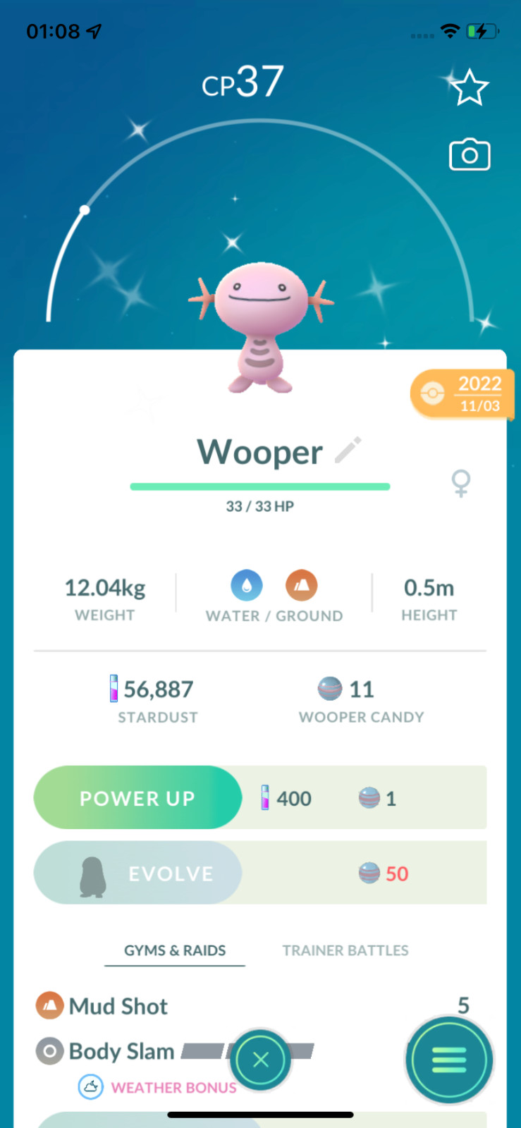 Pokemon Shiny Wooper ! Registered or Unregistered ! 30 Days Friendship !! Go