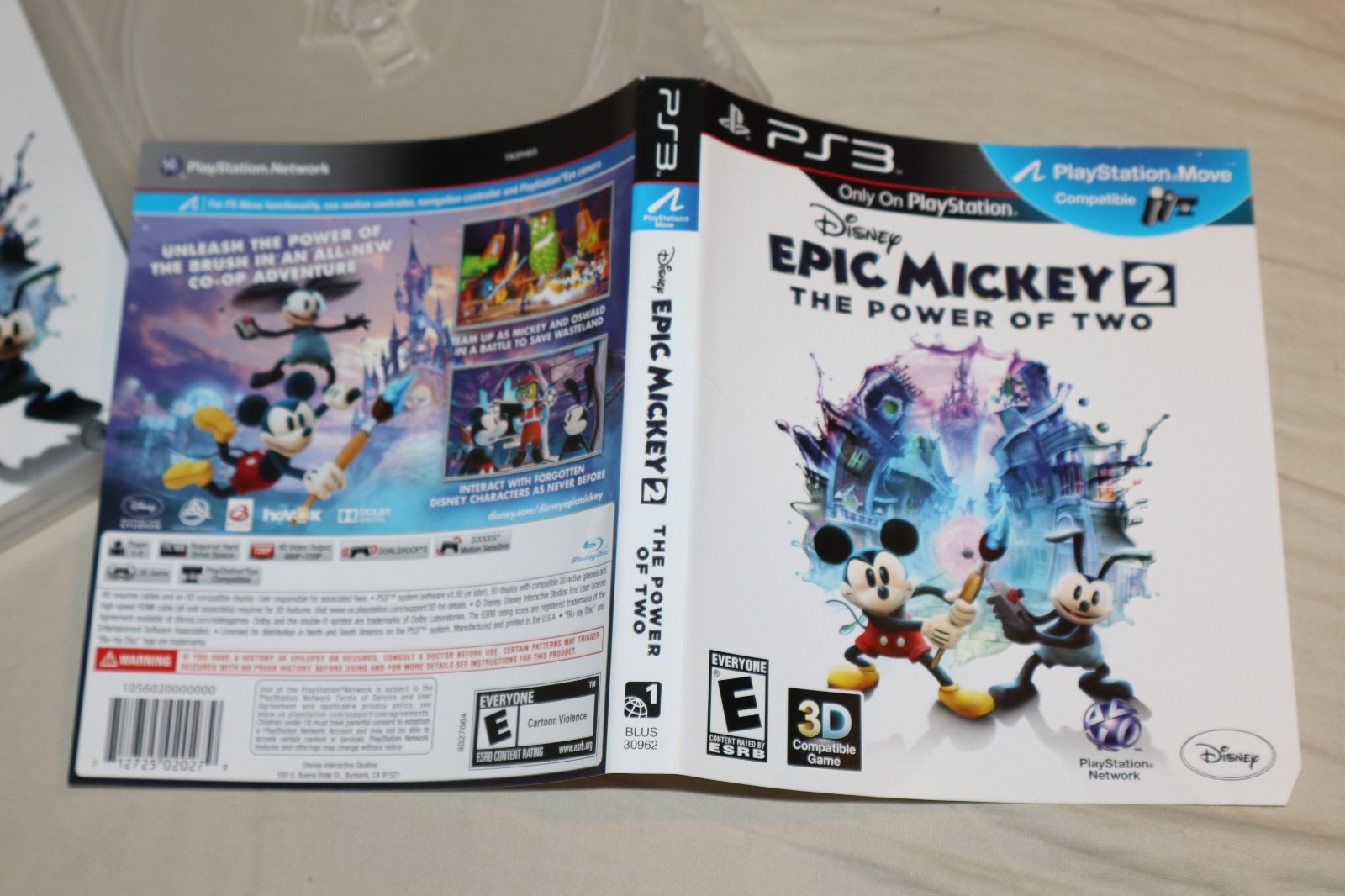 Sony Playstation 3 PS3 Epic Mickey 2 The Power of Two Case and Manual ONLY