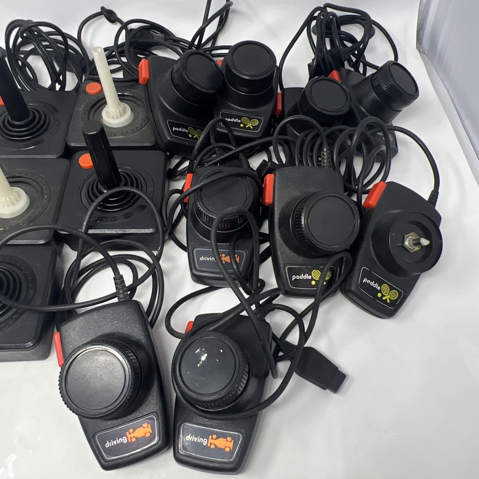 Huge Bulk Lot 15 Atari 2600 Controllers Joysticks Paddles Damaged Parts Repair