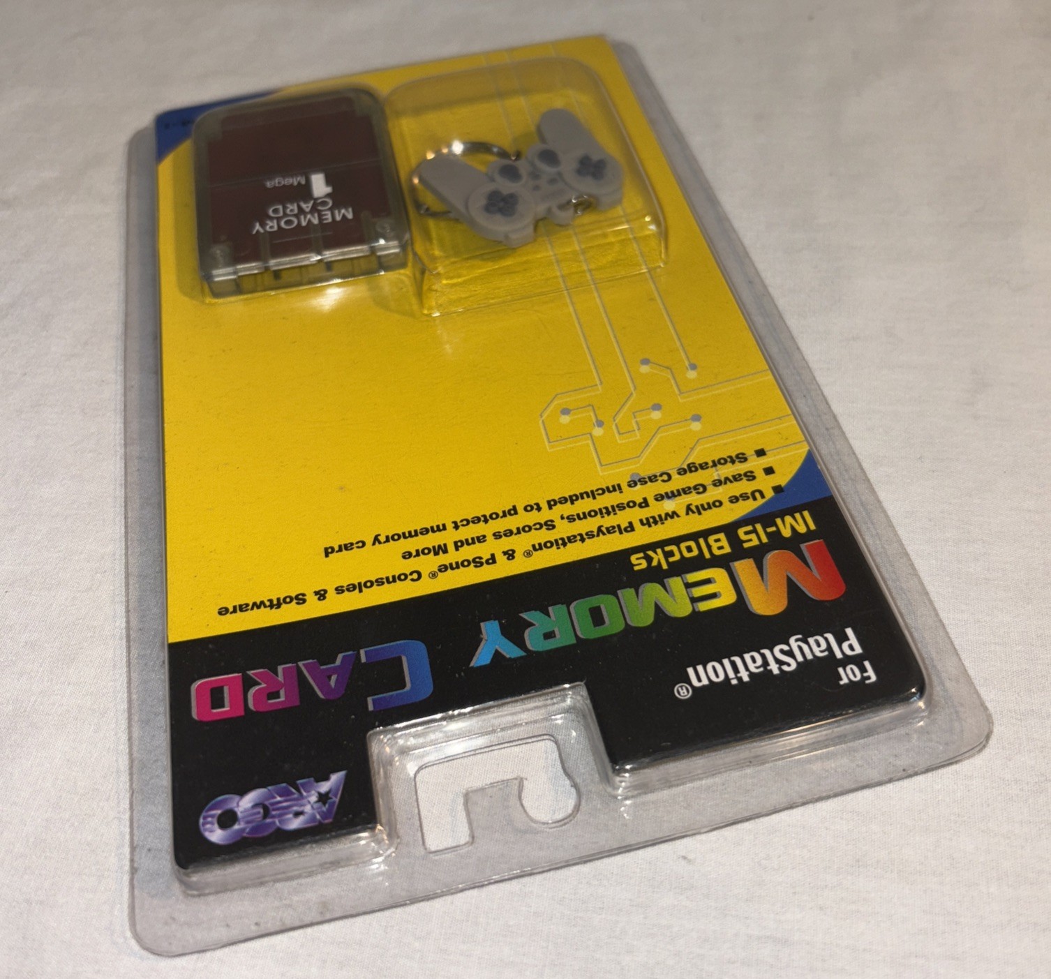 NEW Argo 1 Mega Memory Card For PlayStation With PS1 Controller Keychain