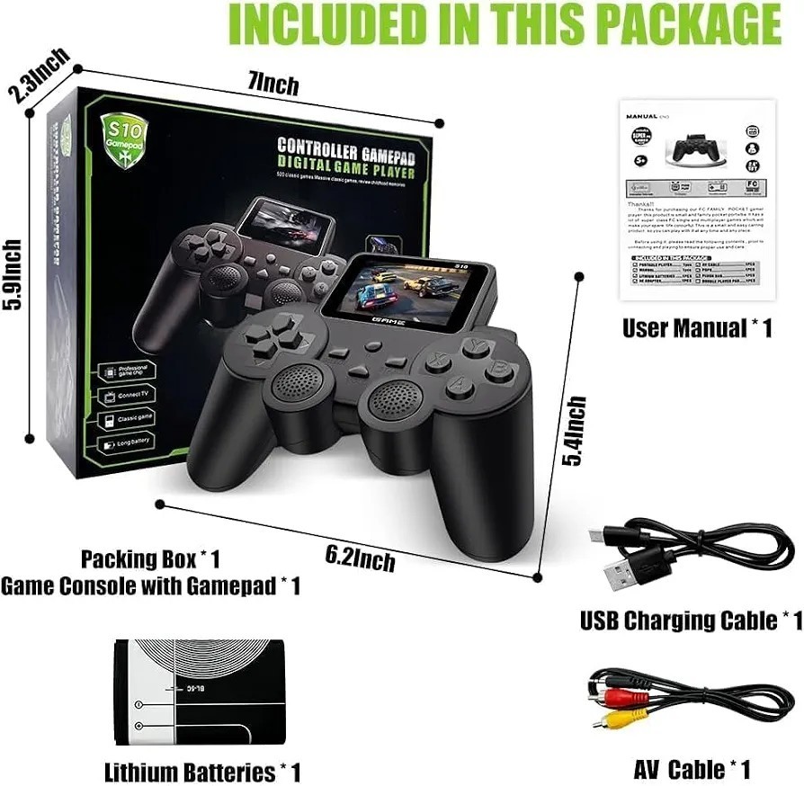 S10-Gamepad -Controller With Screen & 520 Built In Games Wireless Connect To TV