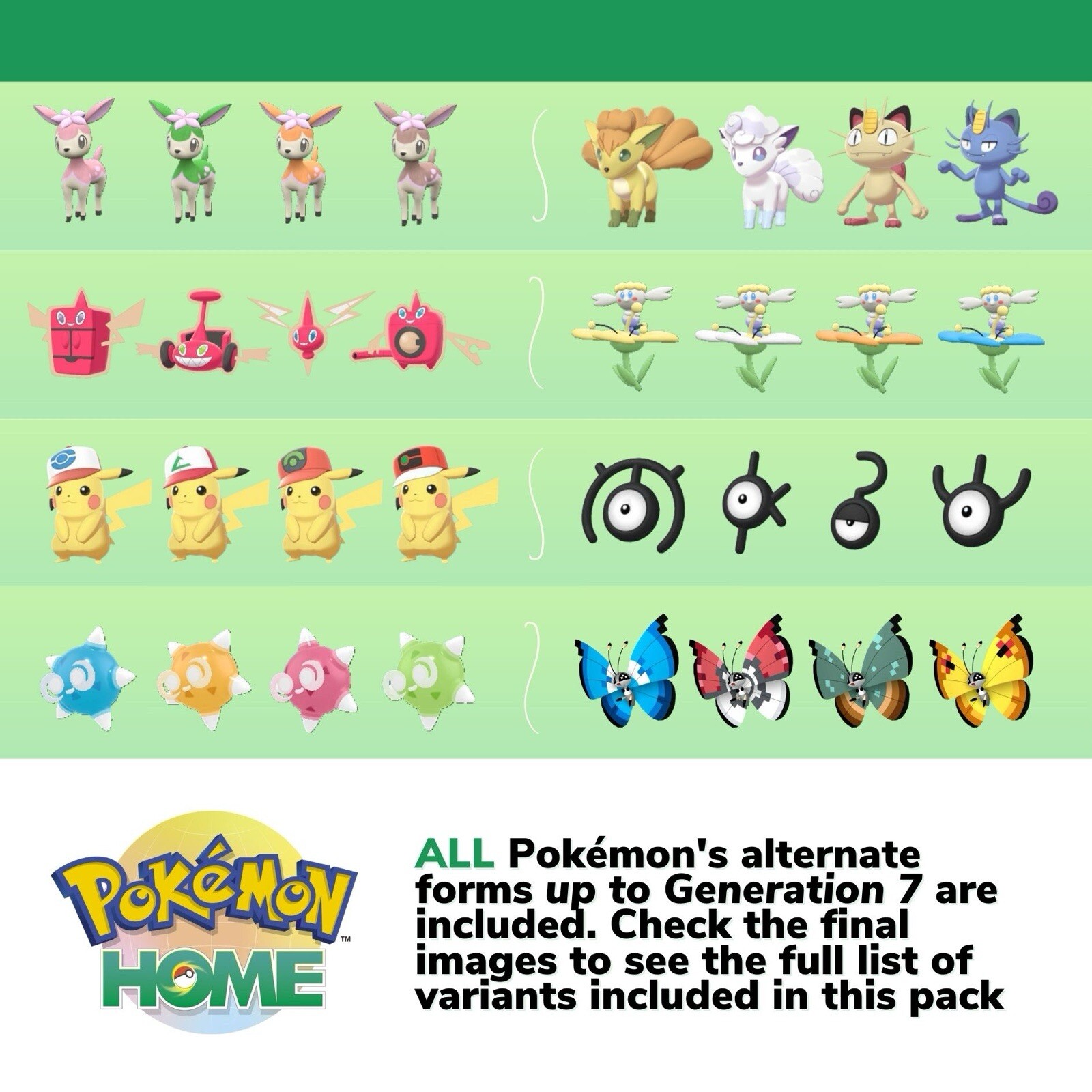 Pokémon HOME Gen 1-7 Shiny Living Dex Complete Pokedex up to Zeraora 2017 Custom