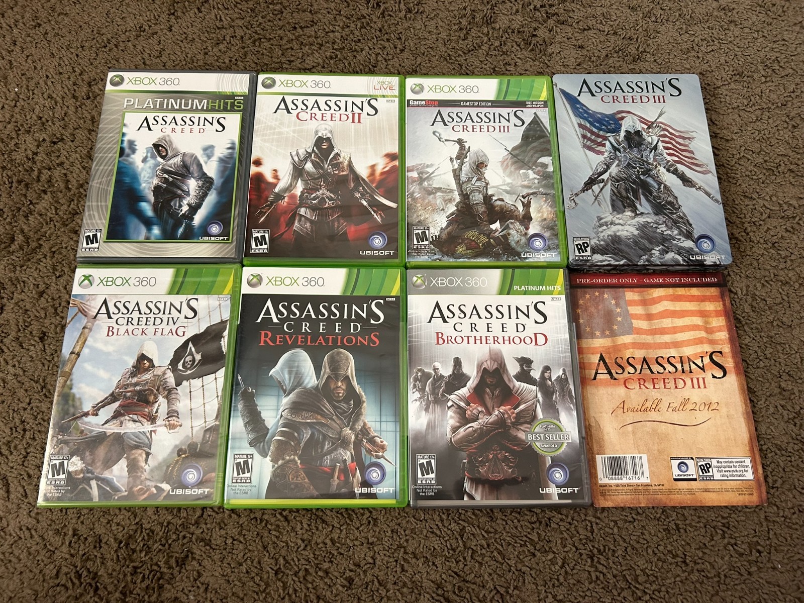 Bundle of 6 Xbox 360 Assassin’s Creed Games: I+II+III+IV+Rev+Bro+Steelbook lot