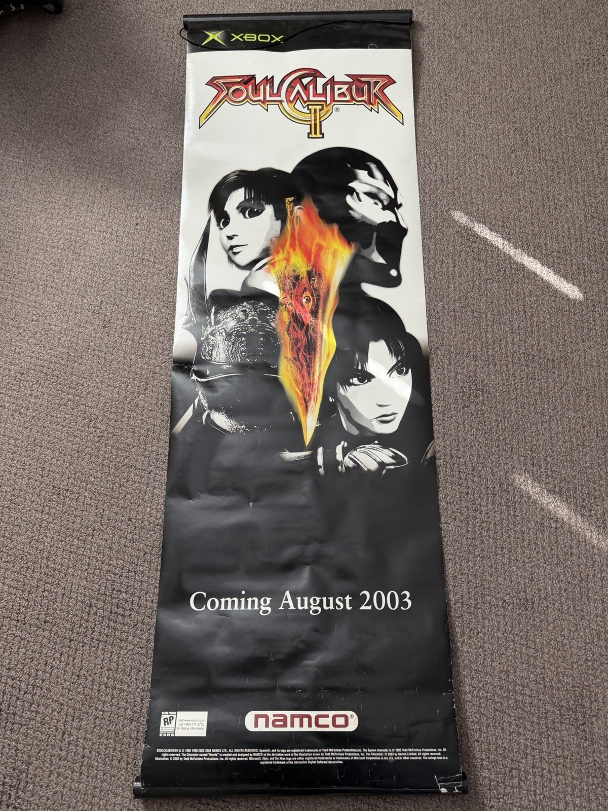 Vintage 2003 Soul Calibur 2 Promo Poster 60×21 Namco Game RARE Original Xbox