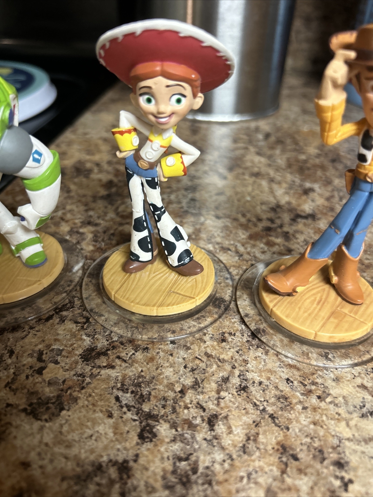 Disney Infinity 1.0 Toy Story lot 4 Woody, Buzz Lightyear, Crystal & Jessie EUC