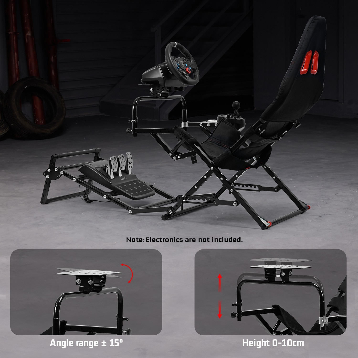 Dardoo Foldable Racing Simulator Cockpit Fit Logitech G923 G29 Moza Thrustmaster