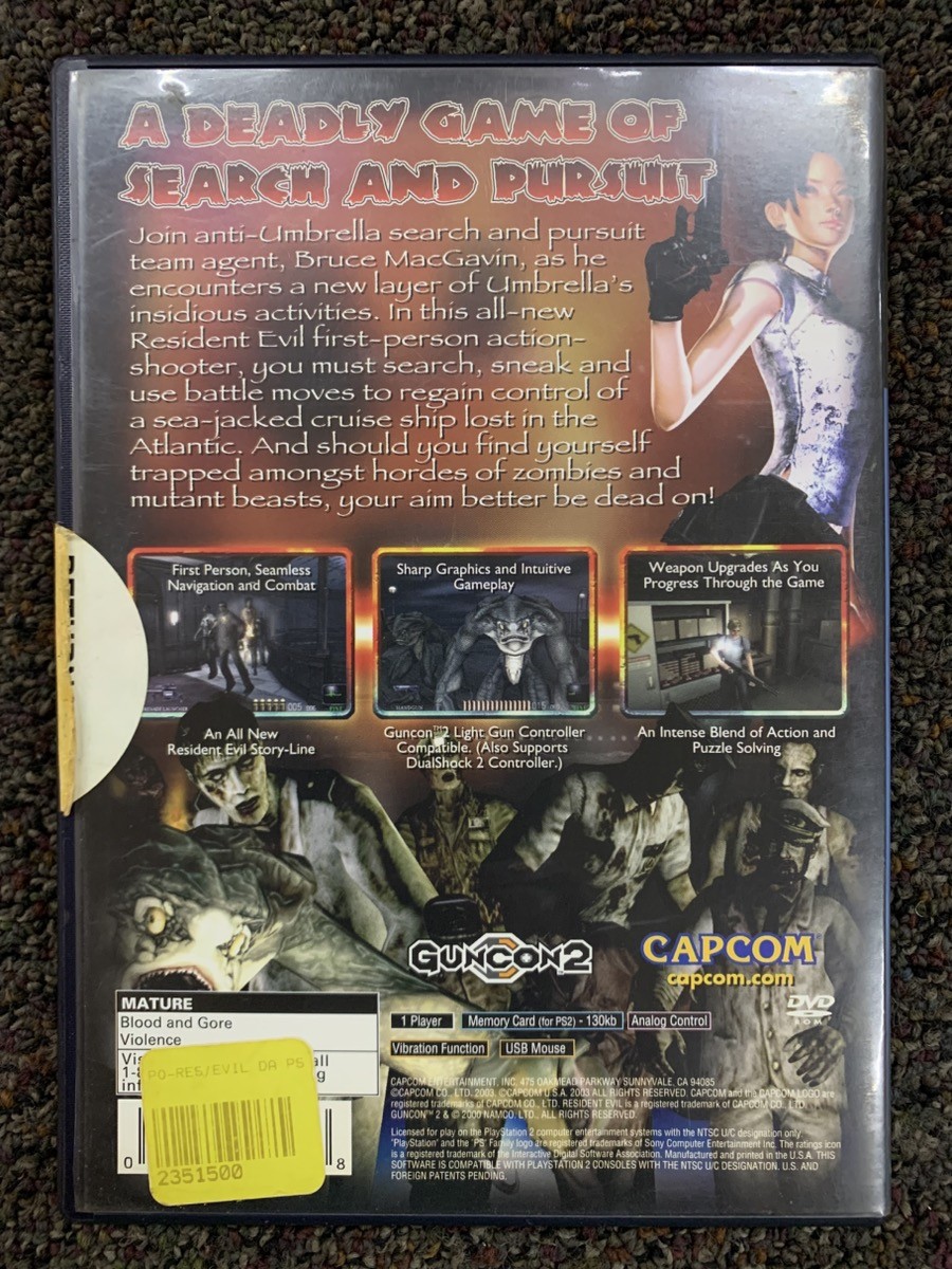 Sony Resident Evil Dead Aim Playstation 2 Video Game CIB Disc Manual (GAL161077)