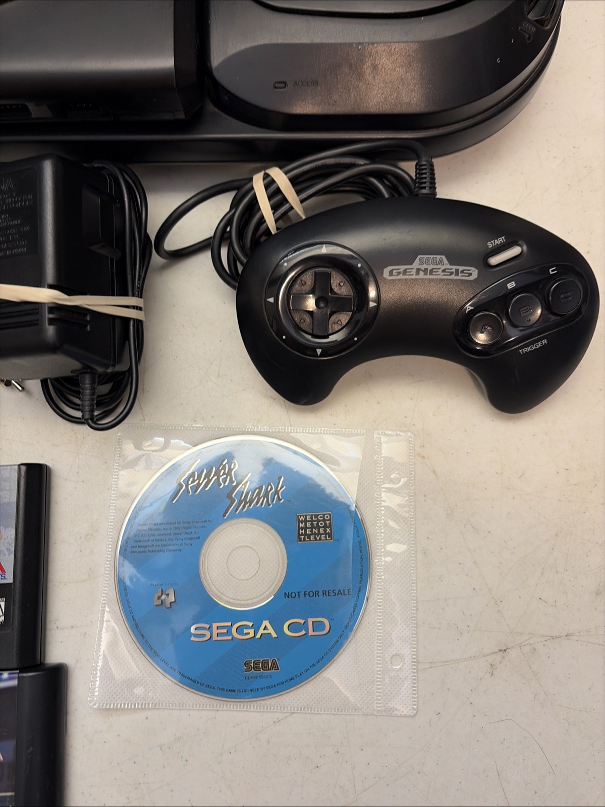 SEGA Genesis Model 1 Console + Sega CD Bundle. Games Cords MK-4102 Tested