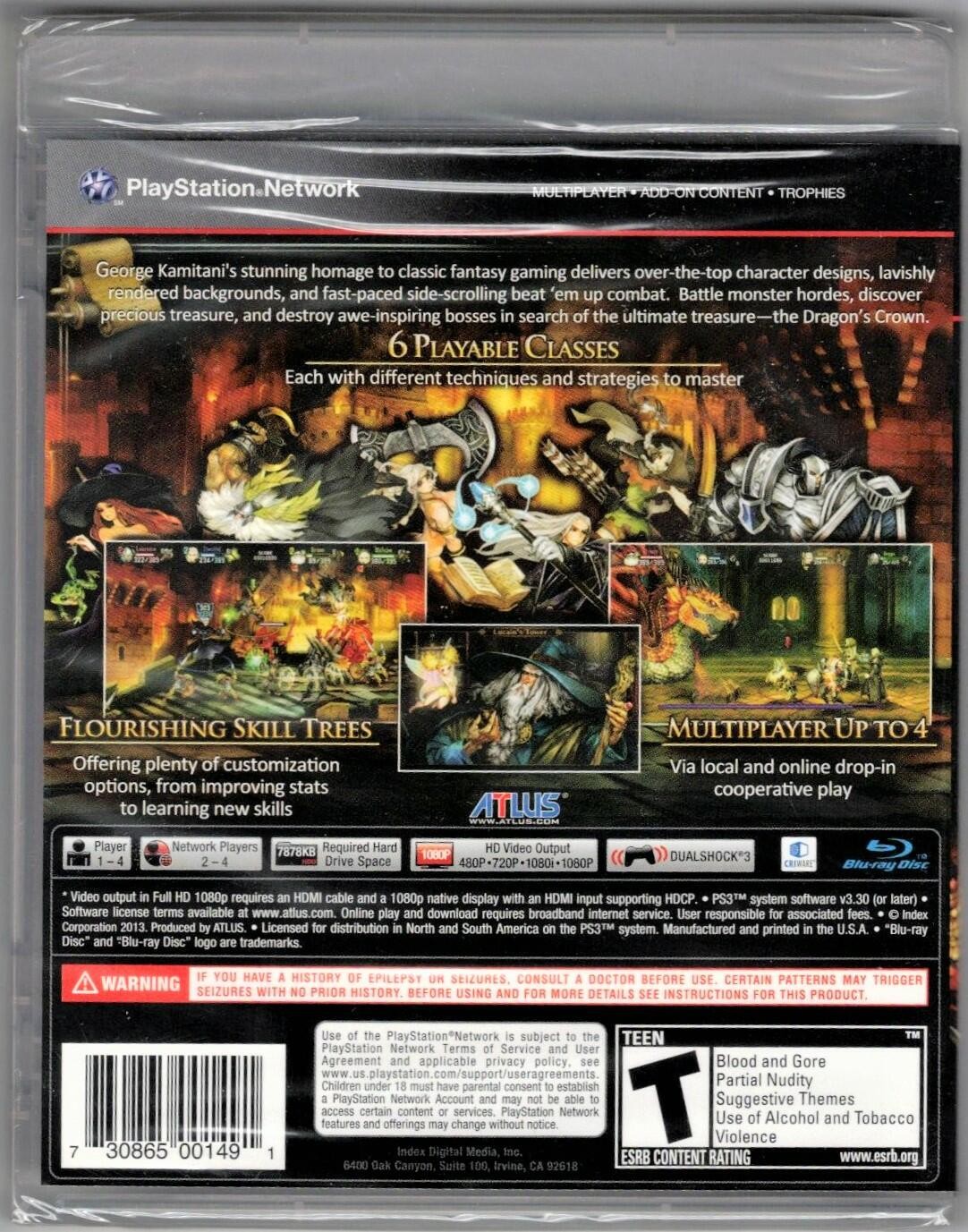 Dragon”s Crown PS3 (Brand New Factory Sealed US Version) PlayStation 3, Playsta